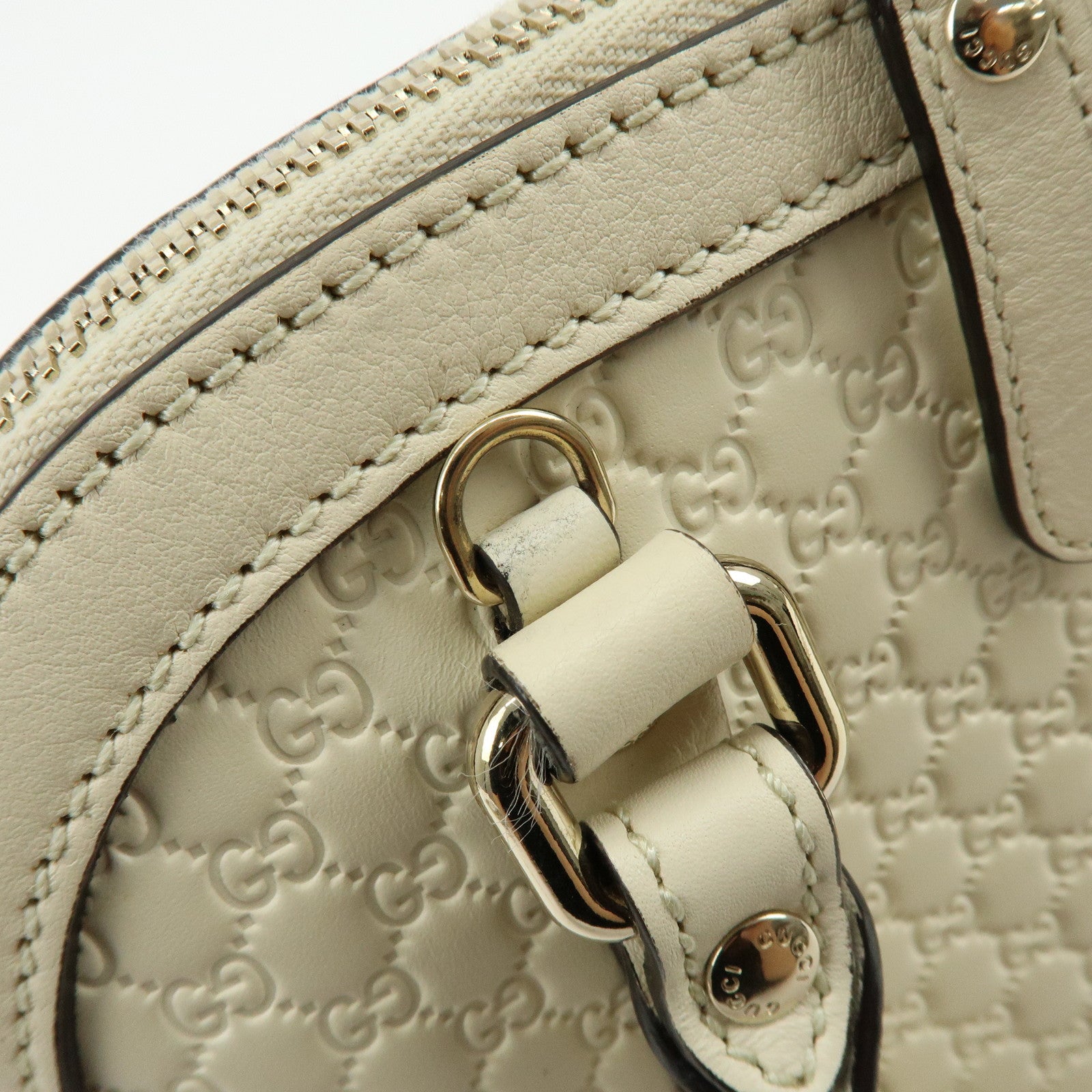 GUCCI Micro Guccissima Leather 2WAY Bag Hand Bag Ivory 449654