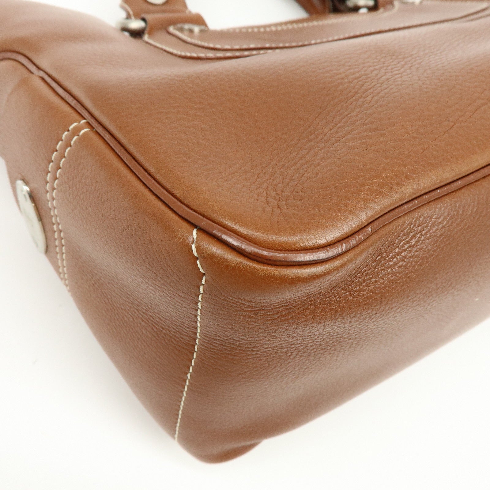 CELINE Boogie Bag Leather Hand Bag Tote Bag Brown