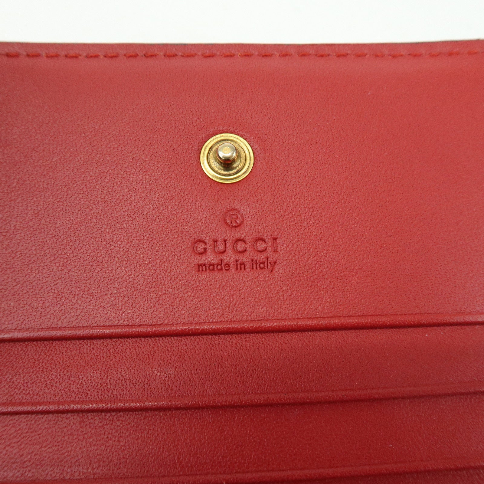 GUCCI Interlocking G Cherry GG Supreme Compact Wallet Beige 476050