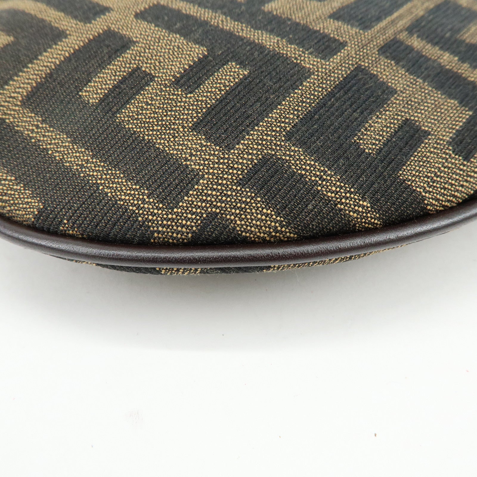 FENDI Zucca Canvas Leather Shoulder Bag Crossbody Bag Brown 8BR248