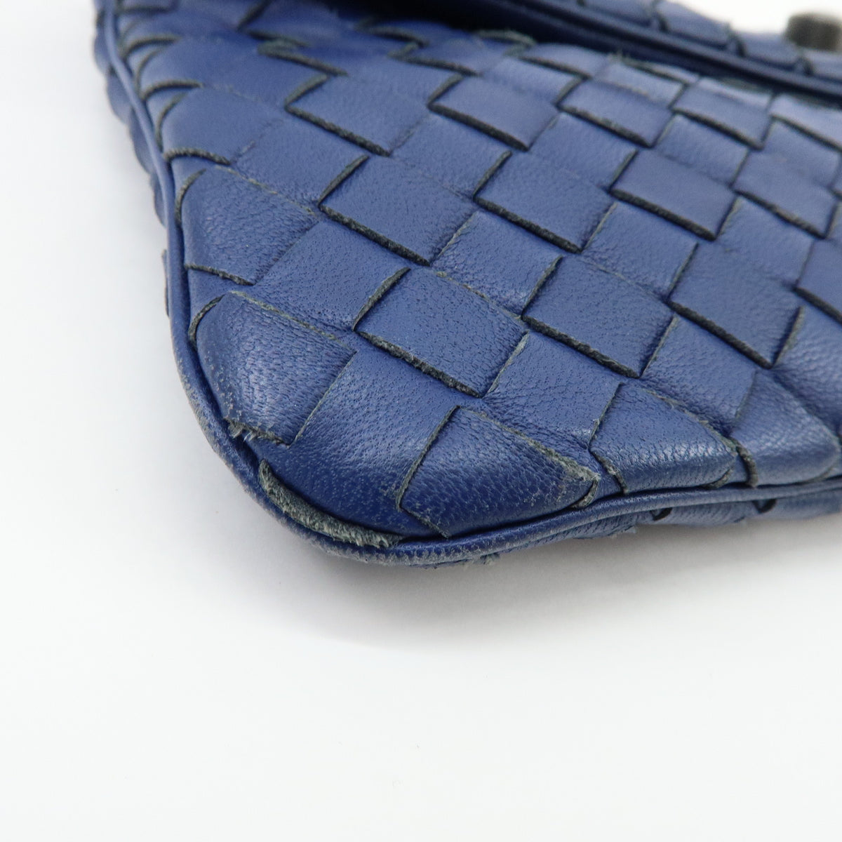 BOTTEGA VENETA Intrecciato Leather Shoulder Bag Crossbody Bag Blue