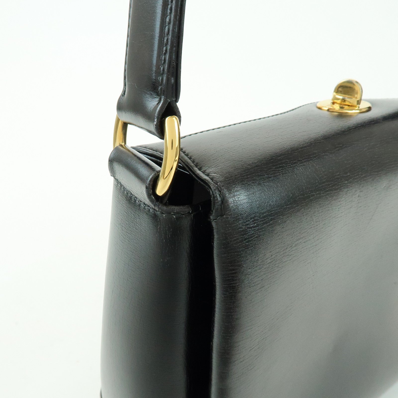 GUCCI Old Gucci Leather Hand Bag Top Handle Bag Black 000・26・0025
