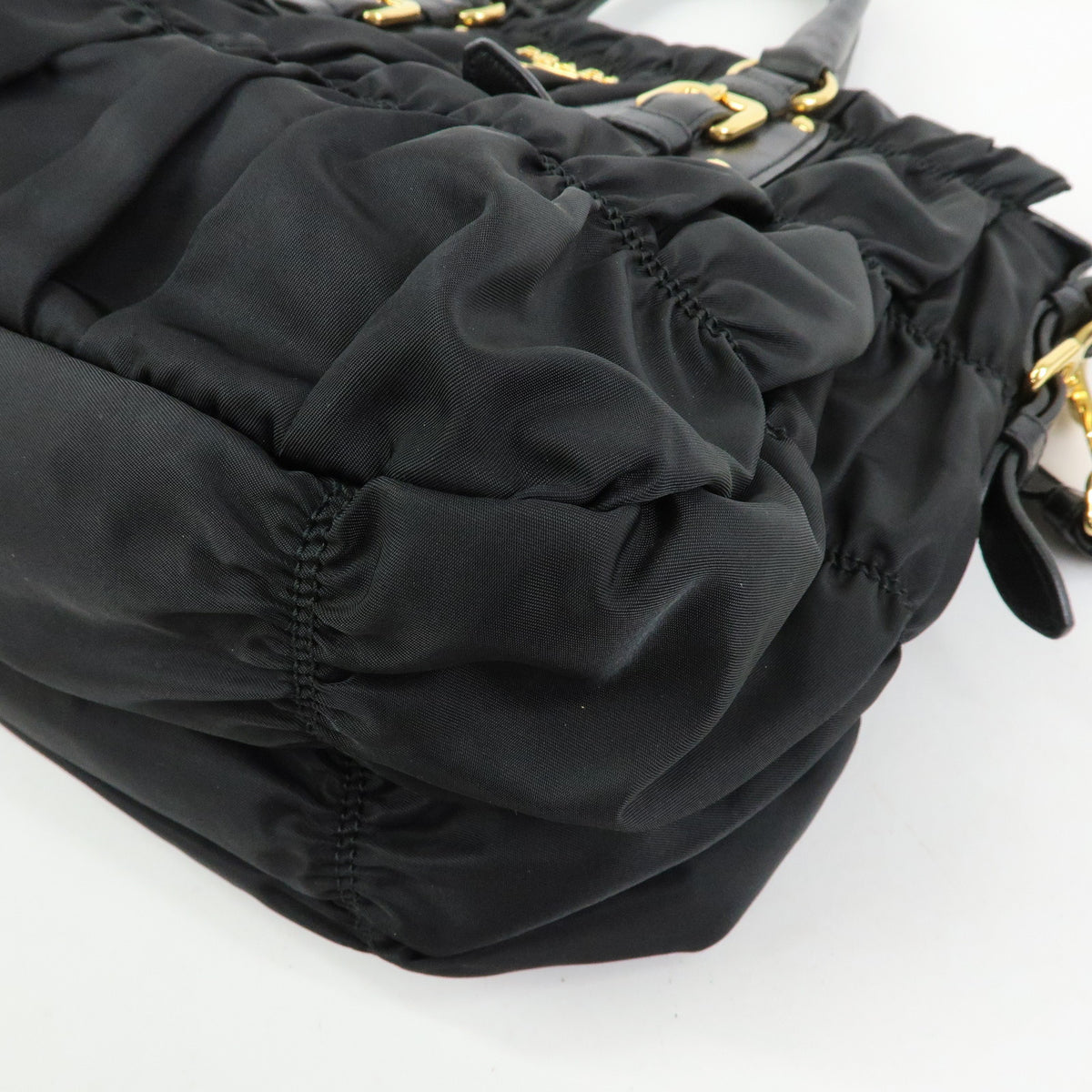 PRADA Nylon Leather TESSUTO GAUFRE 2WAY Tote Shoulder Bag Black BN1792