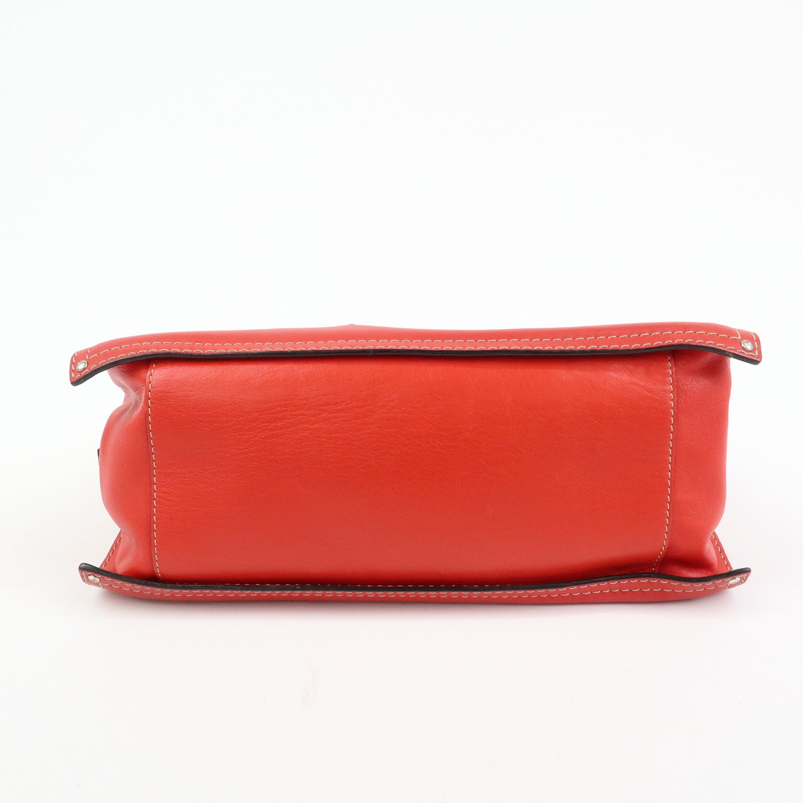 LOEWE Anagram Leather Tote Bag Hand Bag Shoulder Bag Red