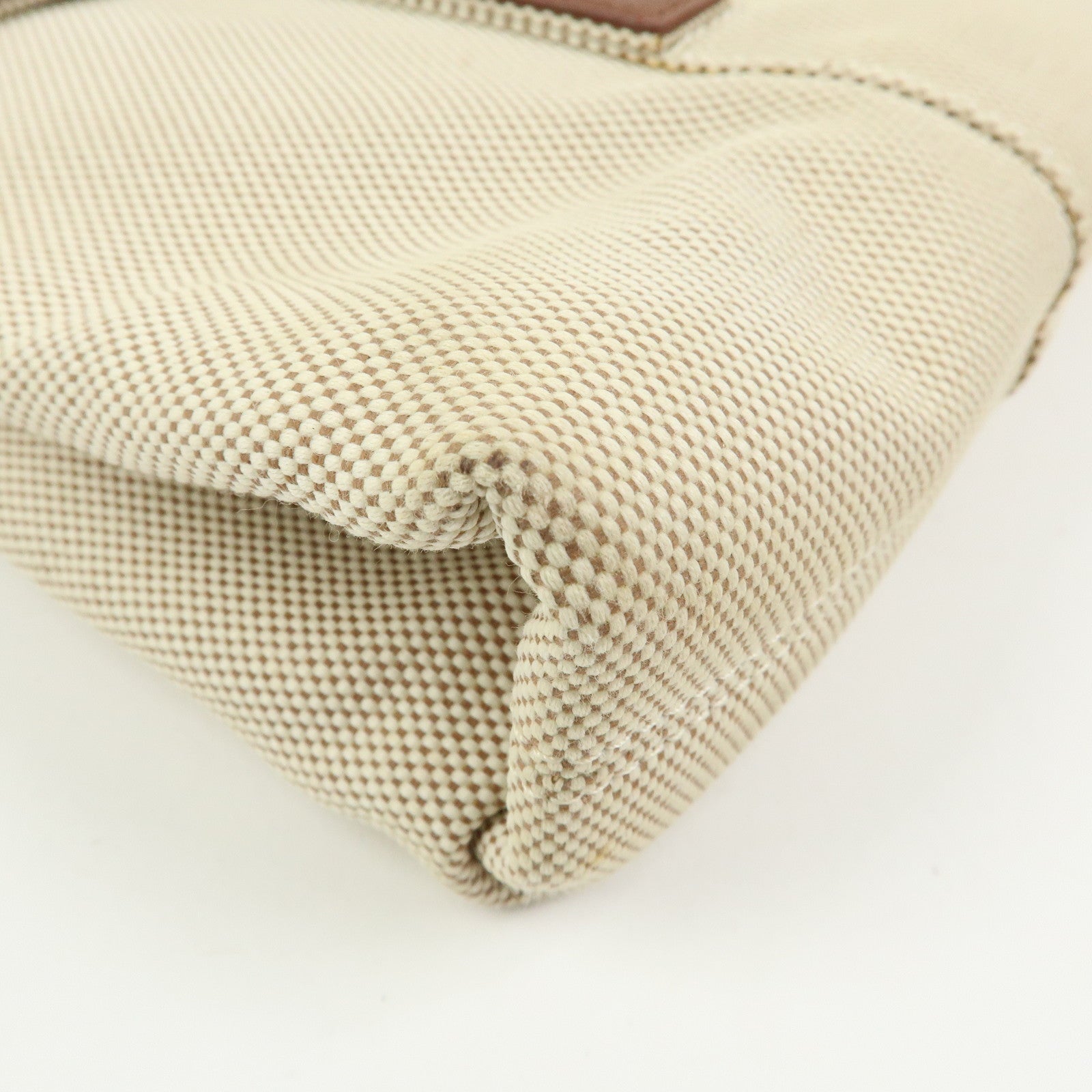 BVLGARI Canvas Leather Flap Shoulder Hand Bag Beige Brown