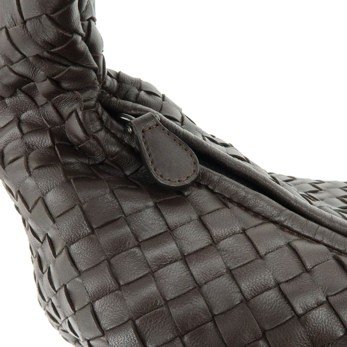 BOTTEGA VENETA HOBO Intrecciato Leather Shoulder Hand Bag Dark Brown