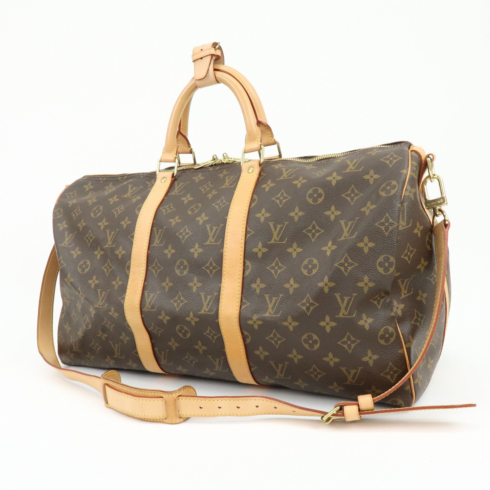 Louis Vuitton Monogram Keep All Bandouliere 50 Boston Bag Brown M41416