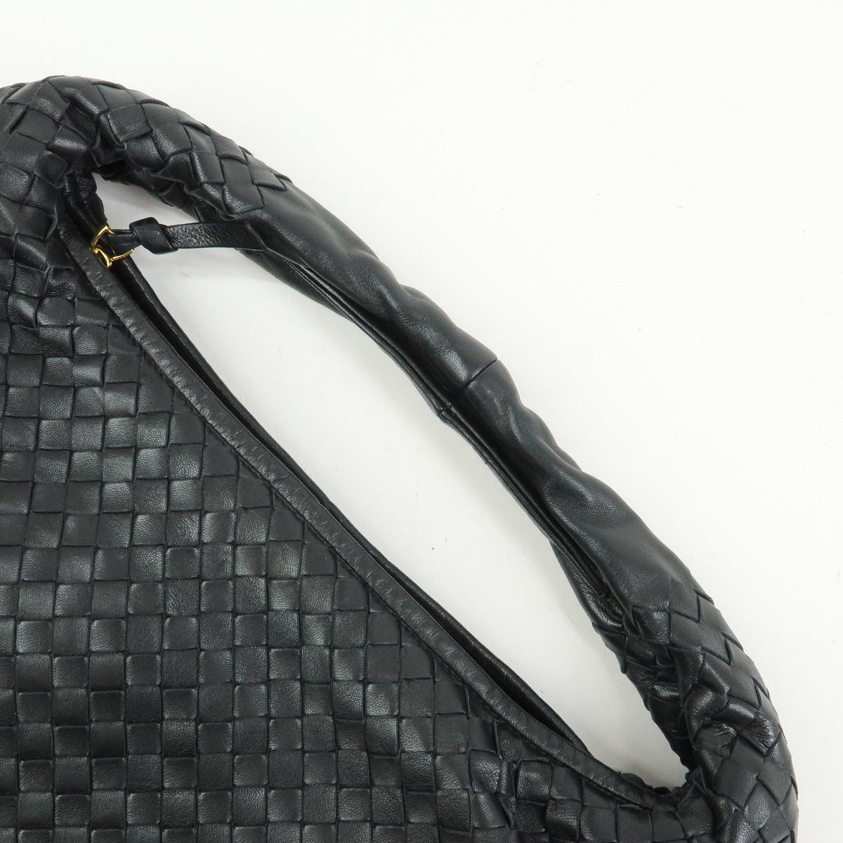 BOTTEGA VENETA Hobo Intrecciato Leather Shoulder Bag Black 115653