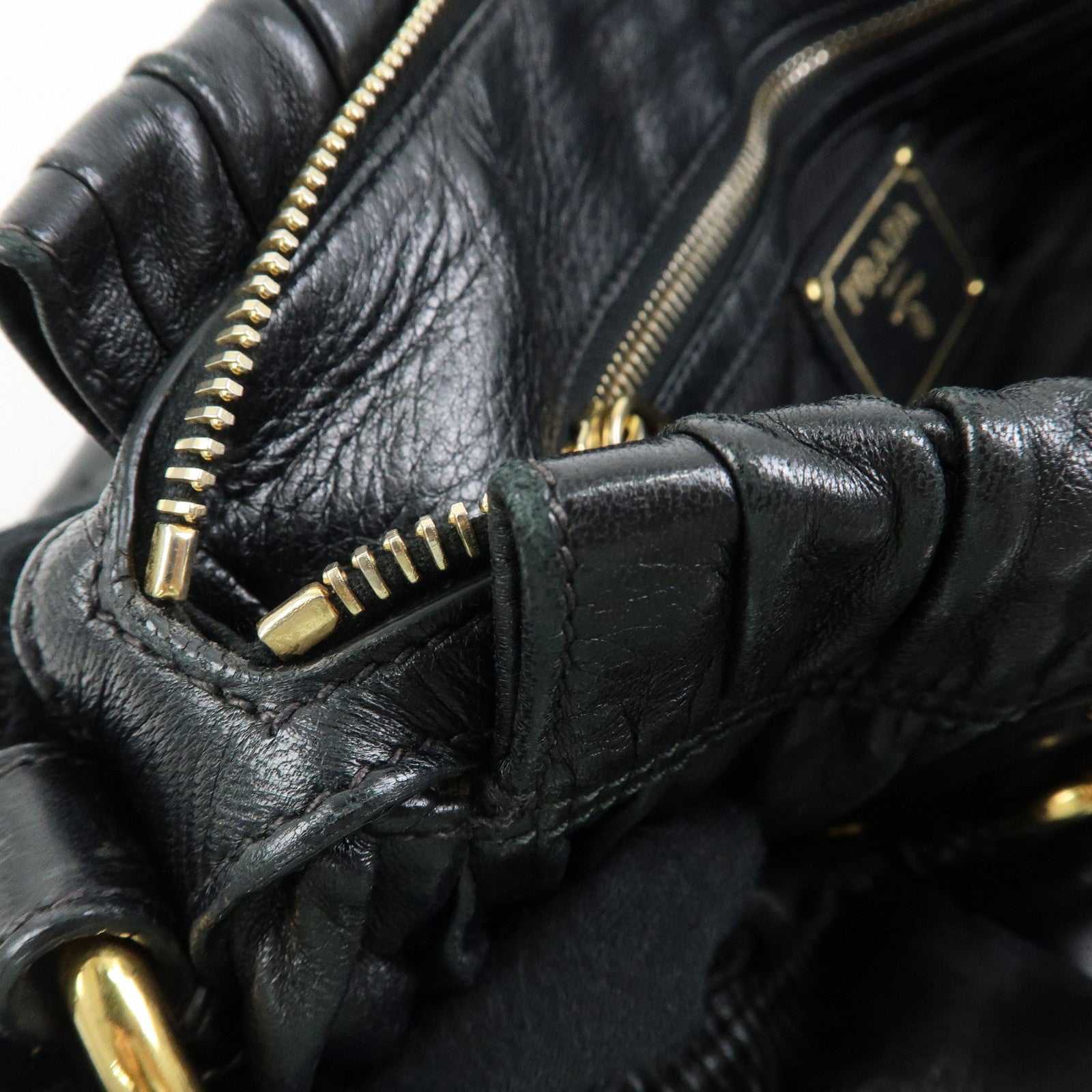 PRADA Logo Nappa Leather 2Way Bag Hand Bag Shoulder Bag Black