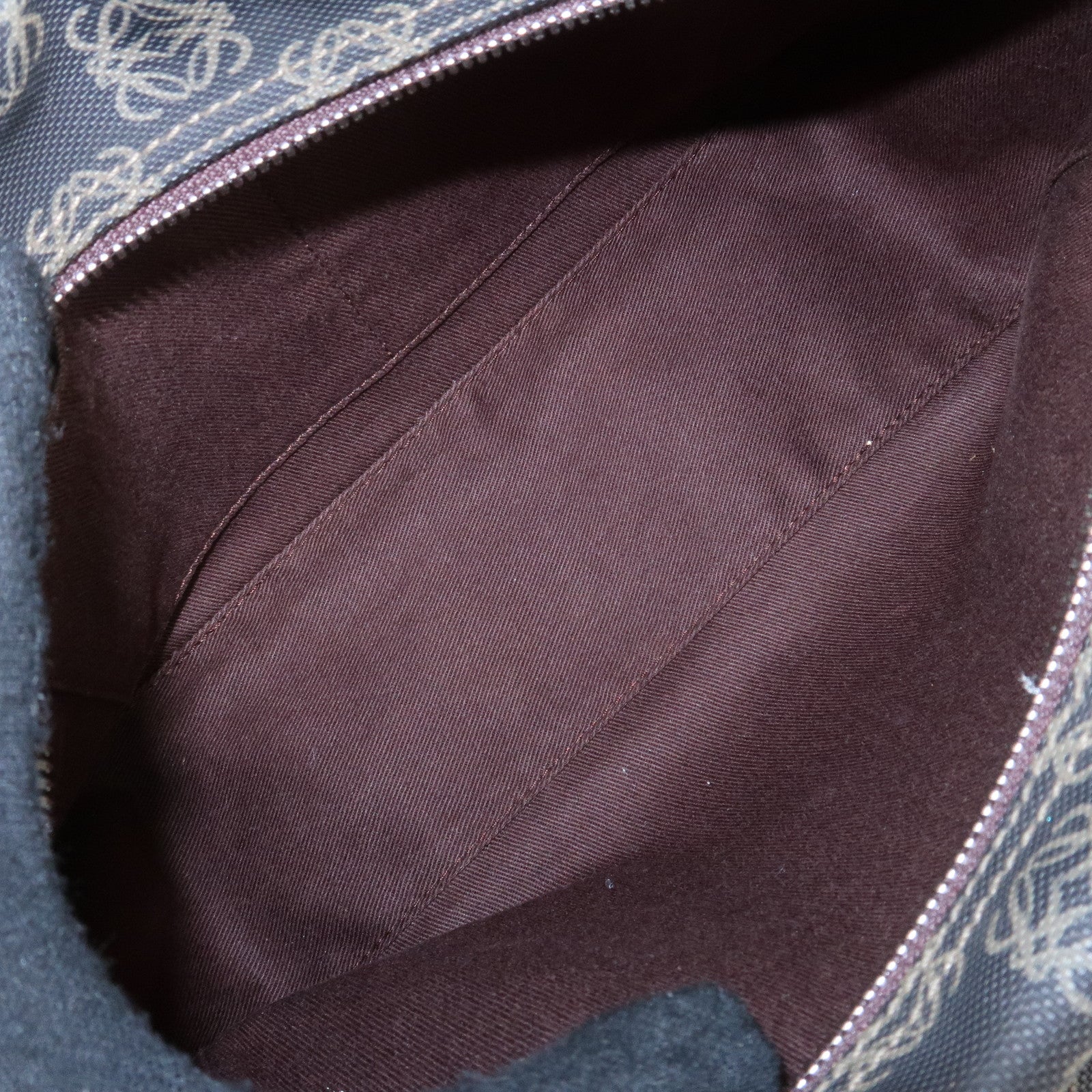 LOEWE Repeat Anagram PVC Leather 2Way Boston Bag Hand Bag Brown Used