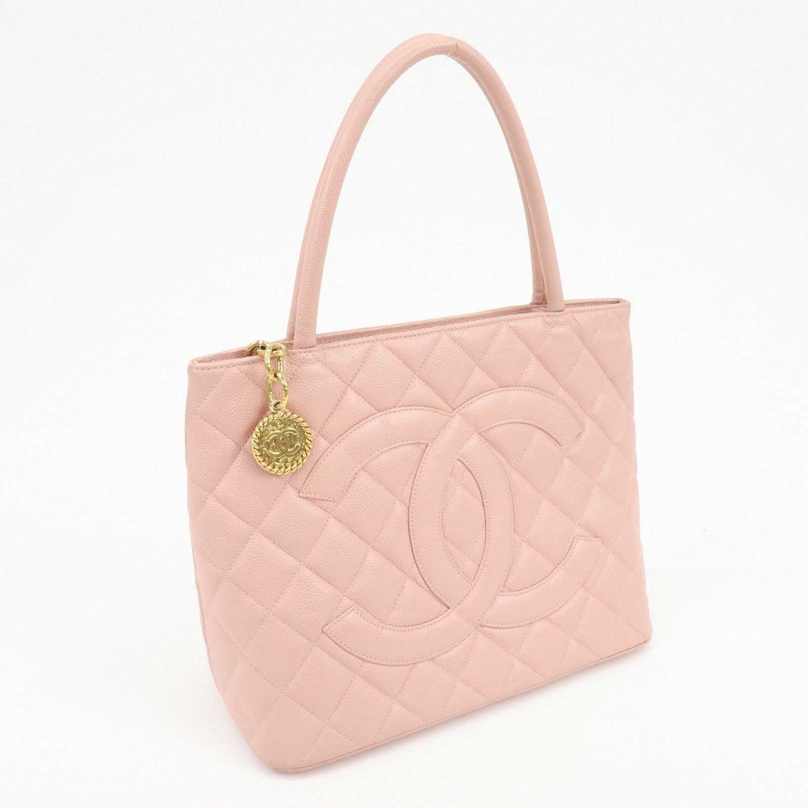 CHANEL Medallion Matelasse COCO Mark Caviar Skin Tote Bag A01804