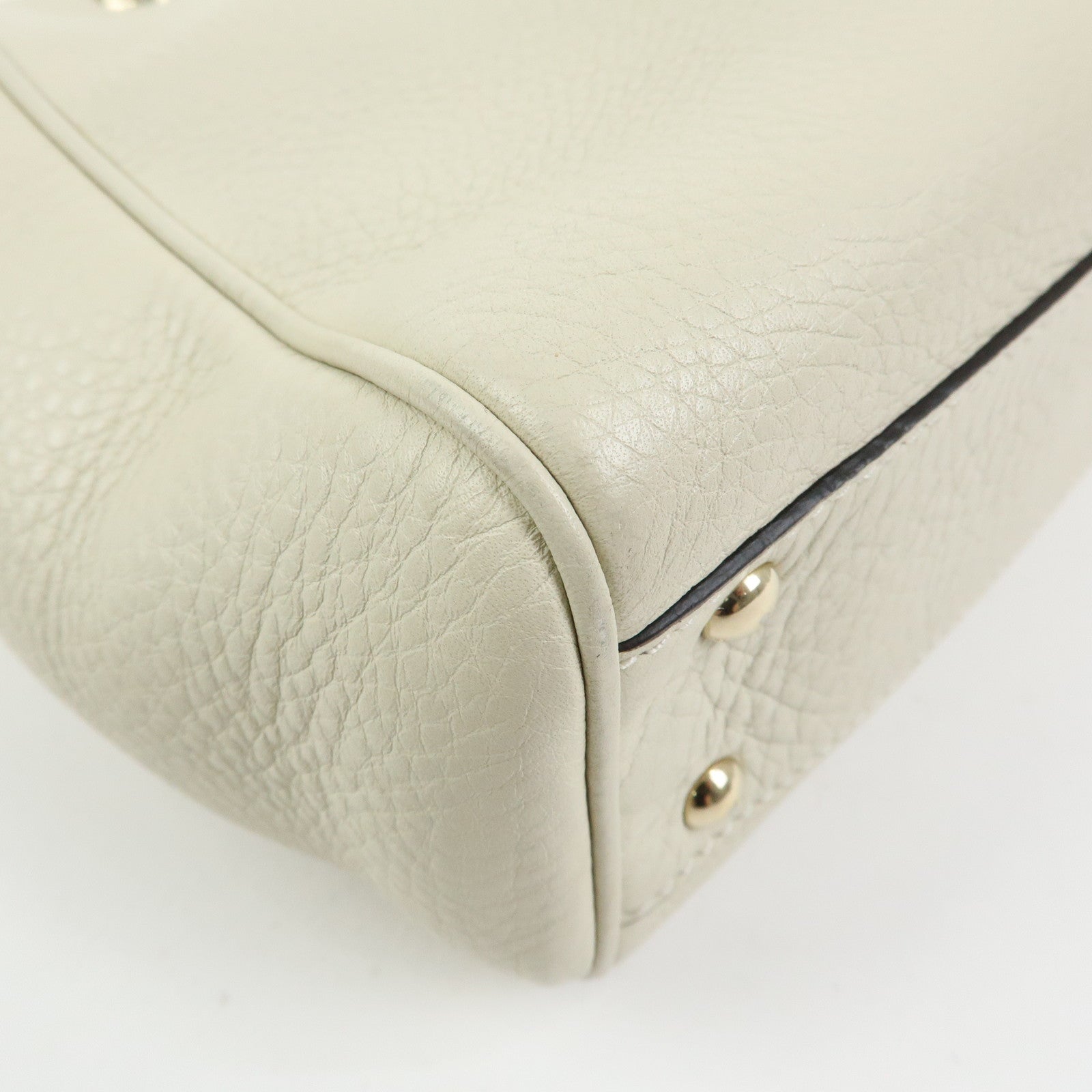 GUCCI Bamboo Mini Shopper Leather 2Way Bag Hand Bag White 368823