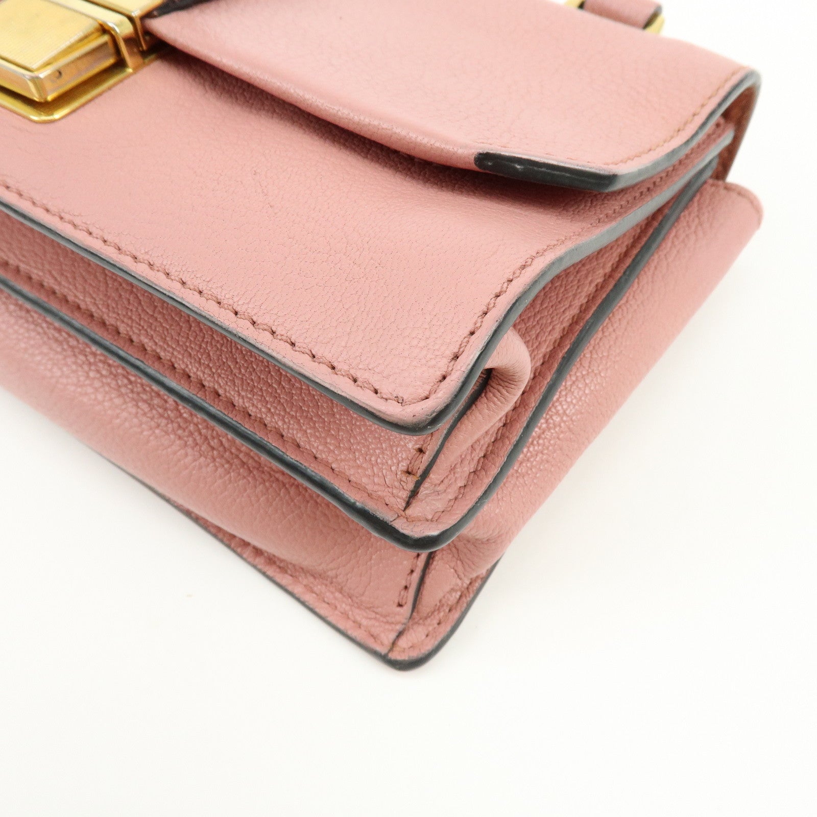 MIU MIU Madras Leather 2Way Bag Hand Bag Shoulder Bag Pink 5BH609