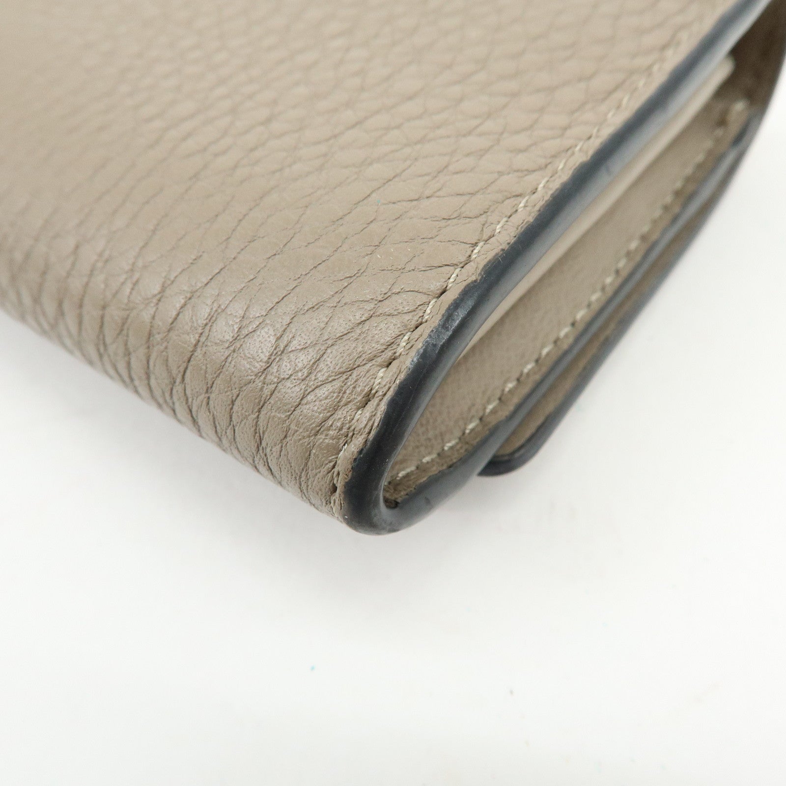 FENDI Peekaboo Leather Bi-fold Flap Long Wallet Beige 8M0427