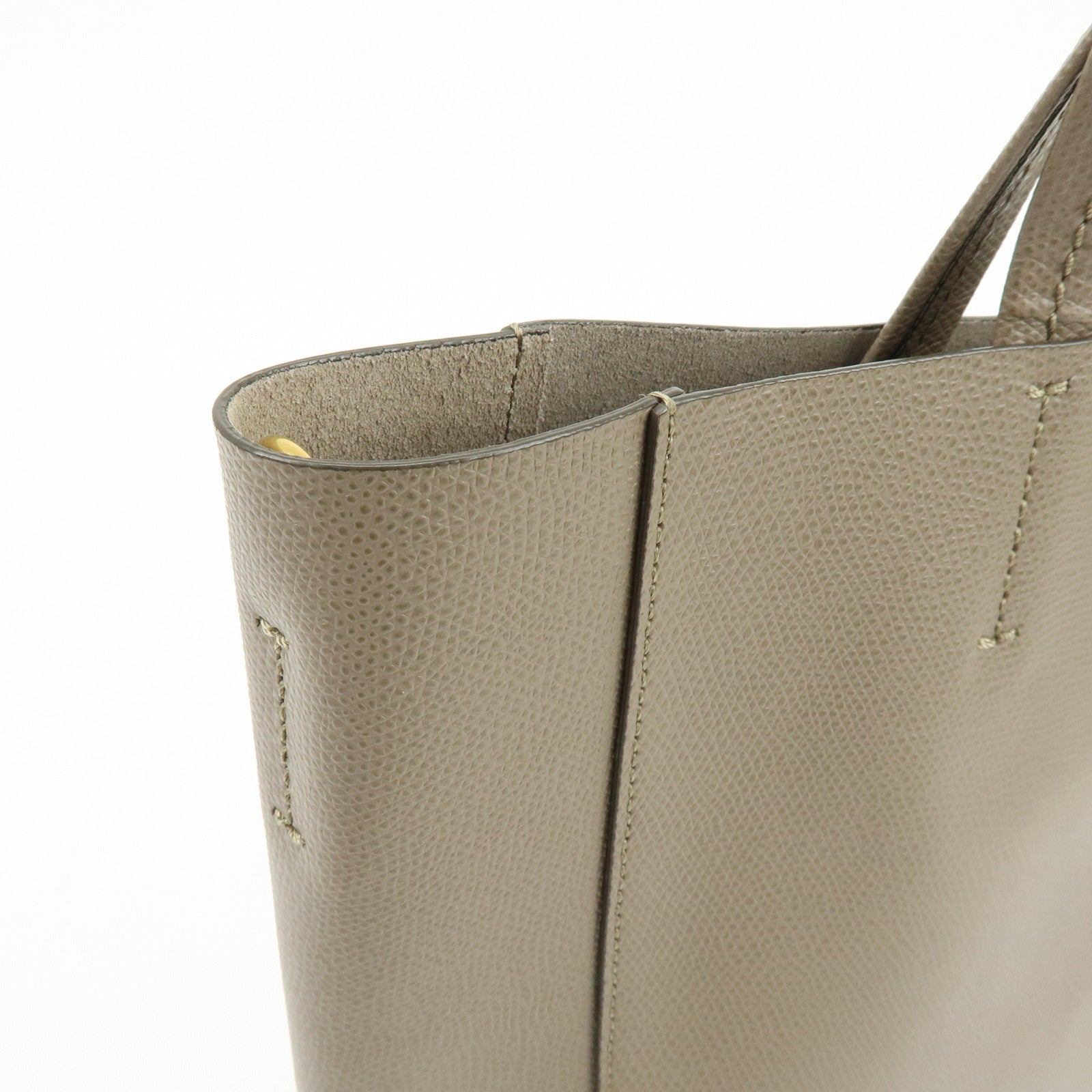 CELINE Vertical Cabas Leather 2Way Hand Bag Shouder Bag Greige