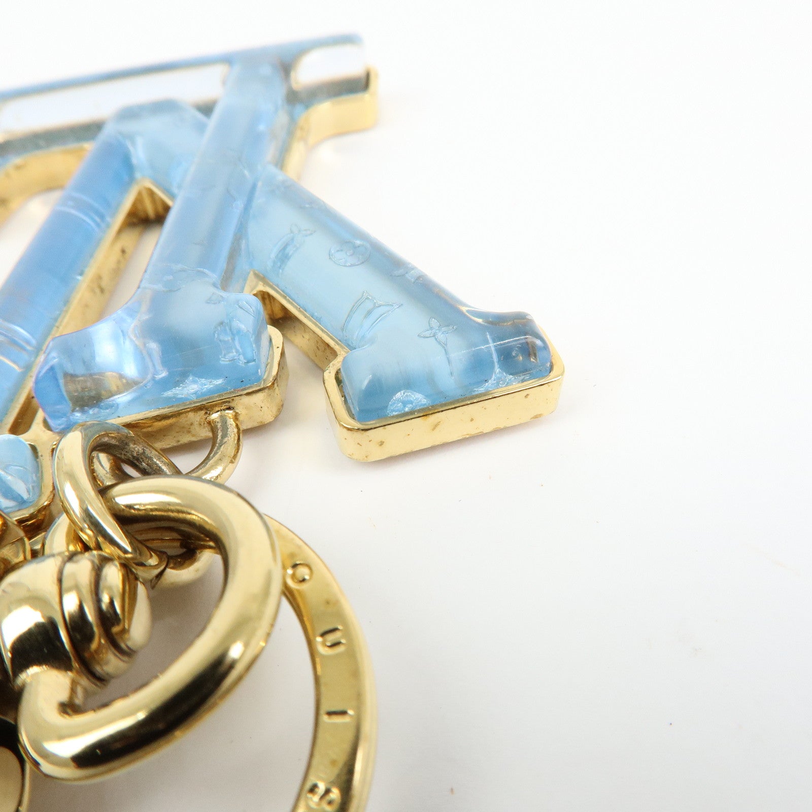 Louis Vuitton LV Gloss Metal Key Ring Bag Charm Blue M02590