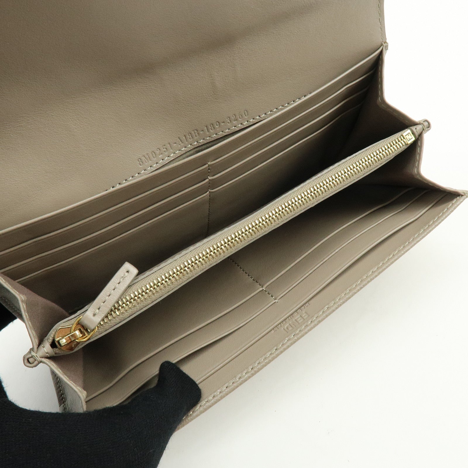 FENDI F is Fendi Leather Continental Long Wallet Beige 8M0251