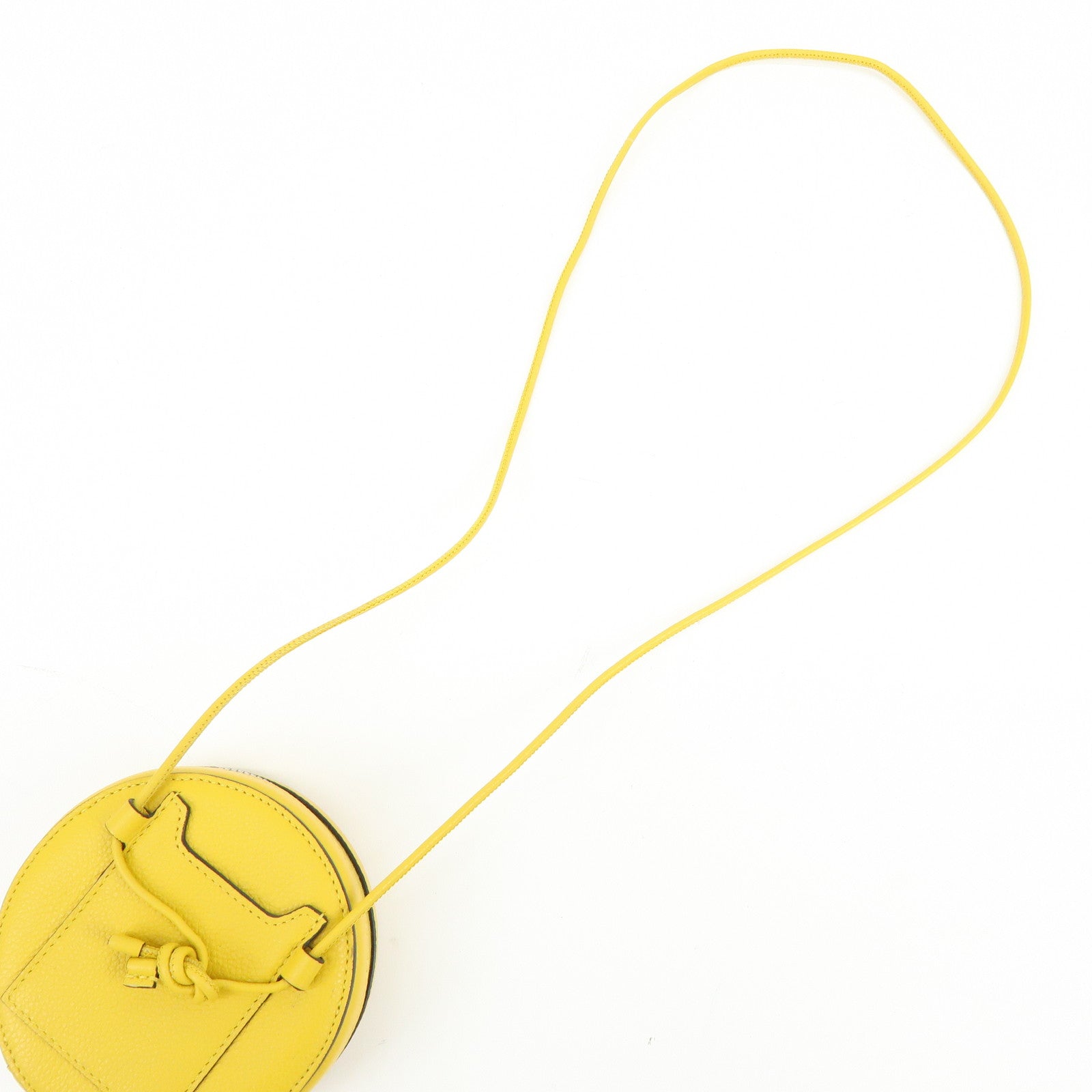 FENDI FF Logo Leather Round Zip Shoulder Bag Yellow 7M0359