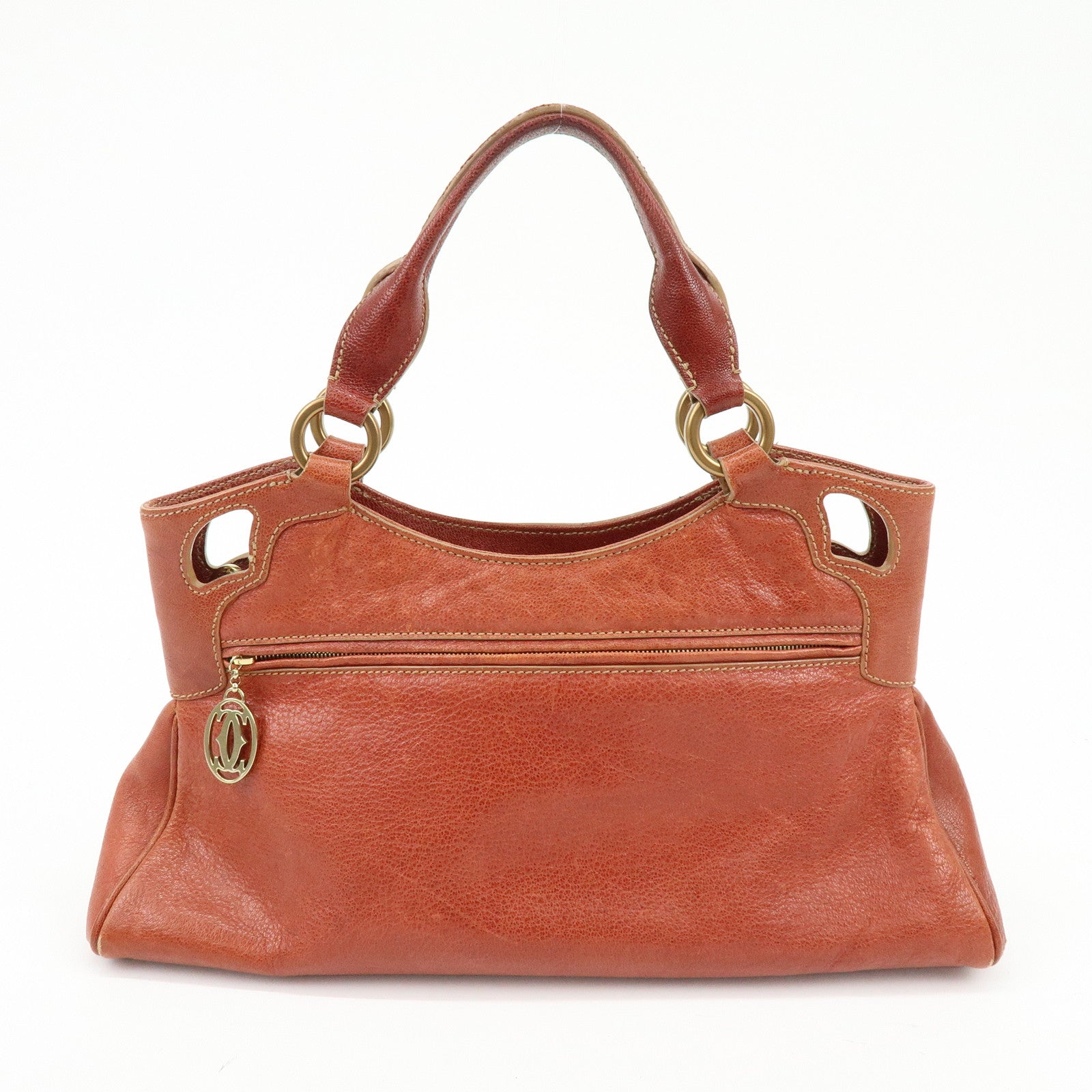 Cartier Marcello de Cartier Leather Hand Bag Tote Bag Brown