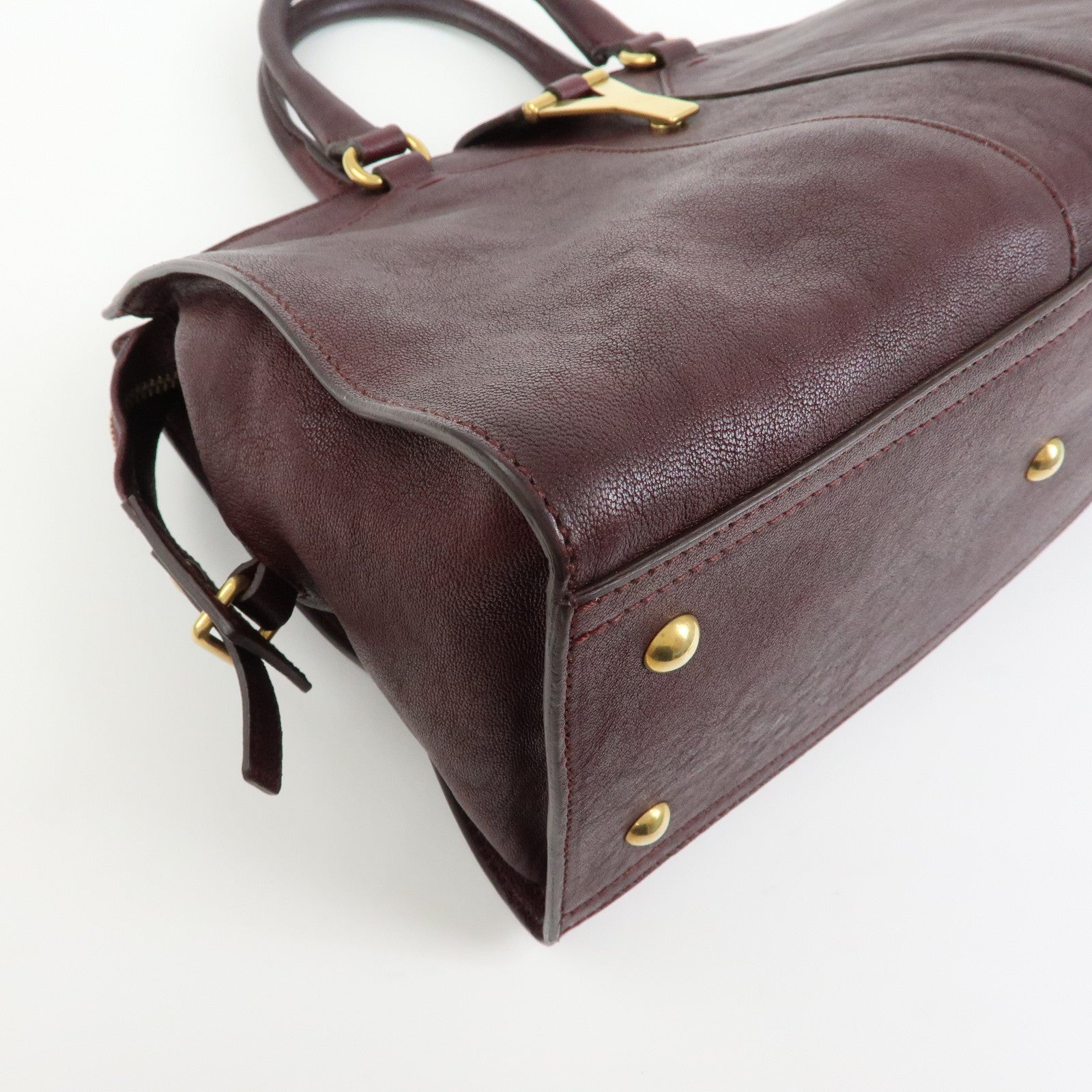 SAINT LAURENT PARIS Y Line Cabas Chyc Leather 2Way Bag Purple Brown