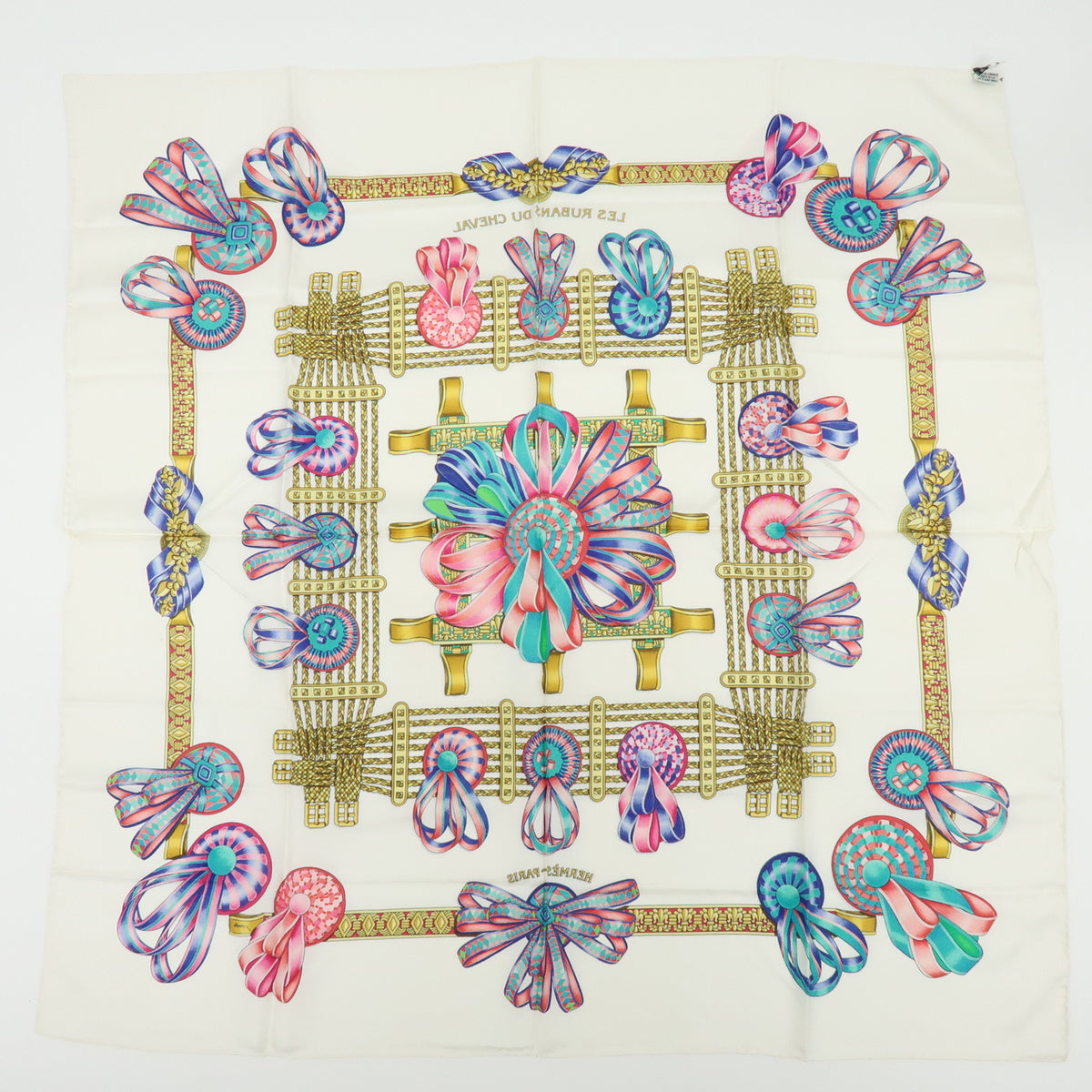 HERMES Carre 90 Lot of 3 Silk 100% Scarf Navy Light Blue Gold