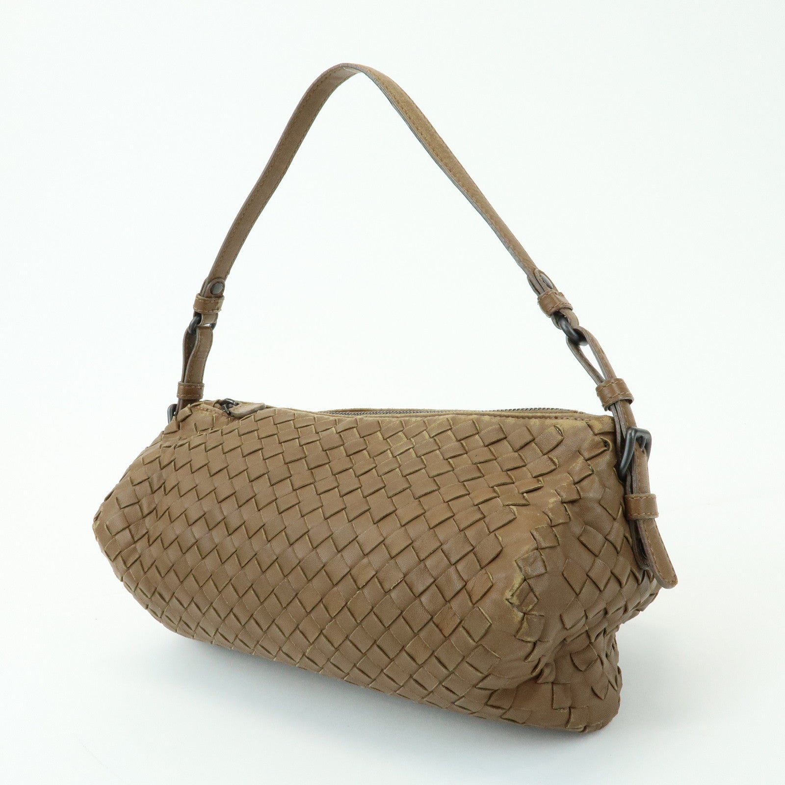 BOTTEGA VENETA Intrecciato Leather Hand Bag Shoulder Bag Mocha Brown