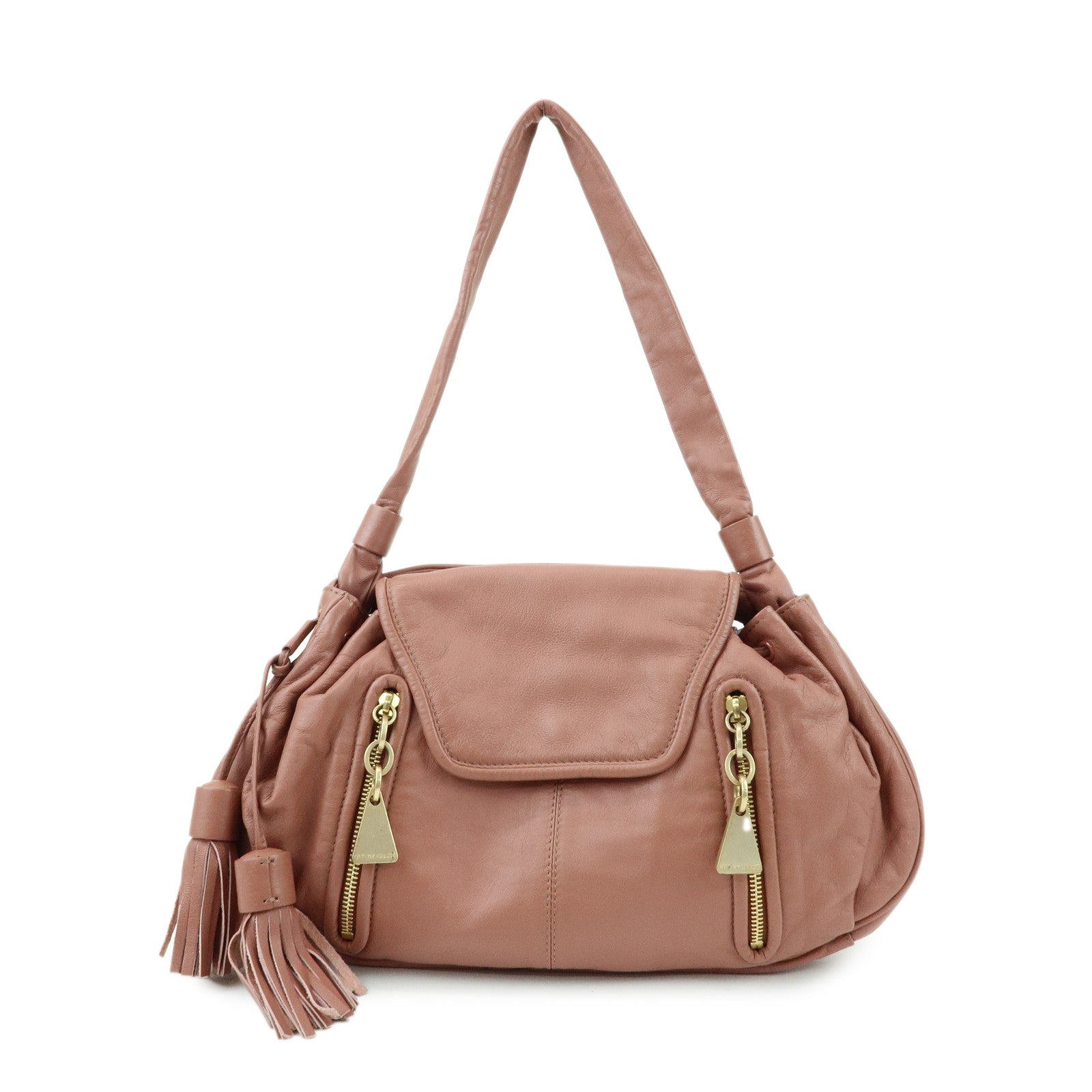 Chloe See by Chloe Leather Shoulder Bag Hand Bag Tassel Charm Pink