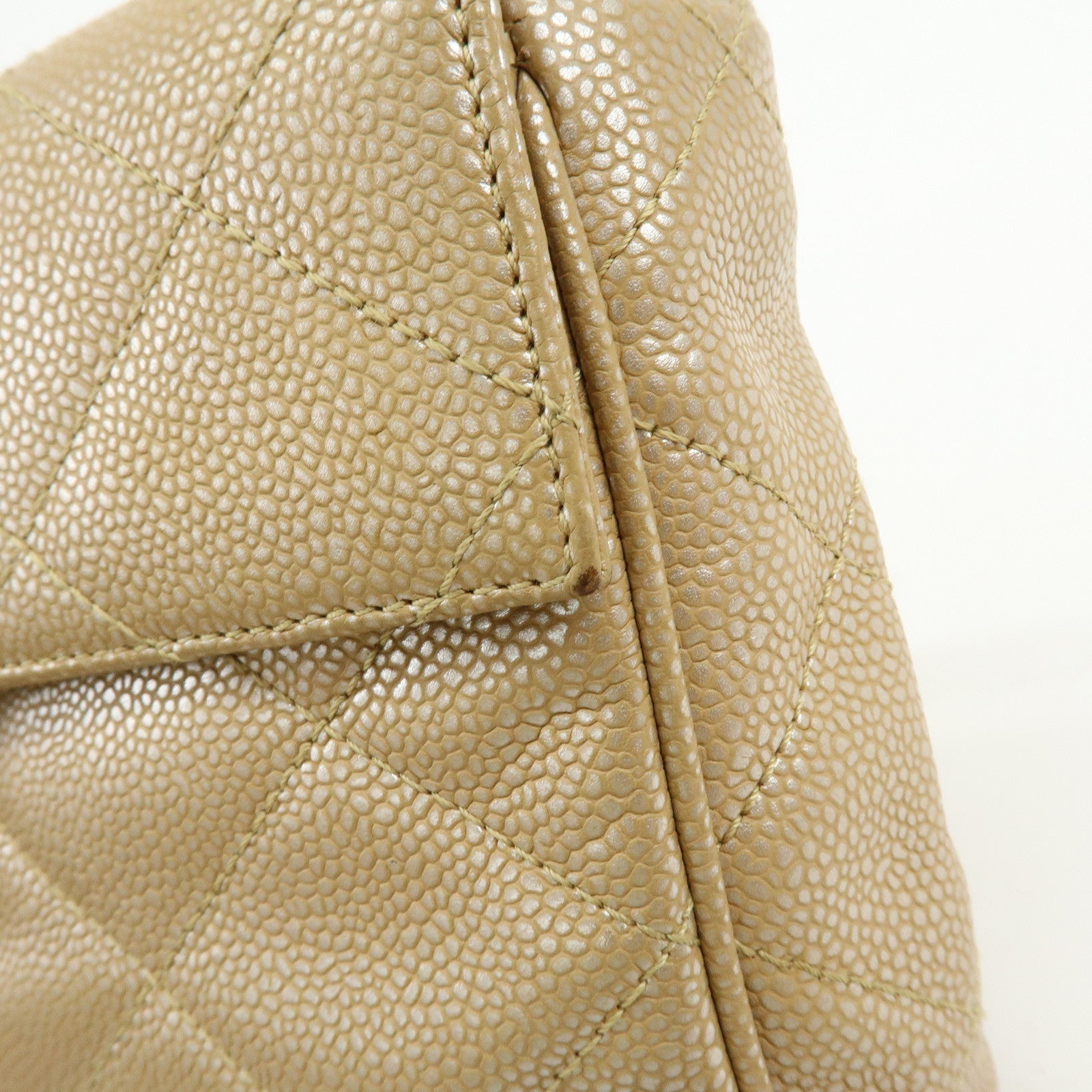 CHANEL COCO Mark Matelasse Caviarskin Flap Chain Shoulder Bag Beige