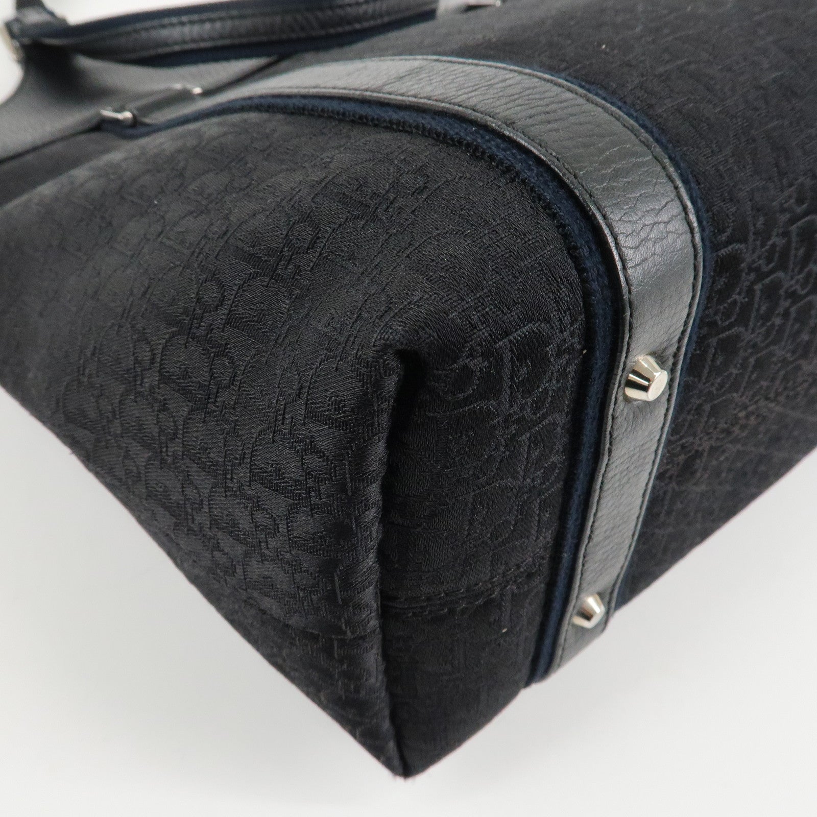 Christian Dior Street Chic Trotter Canvas Leather Tote Bag Black Used