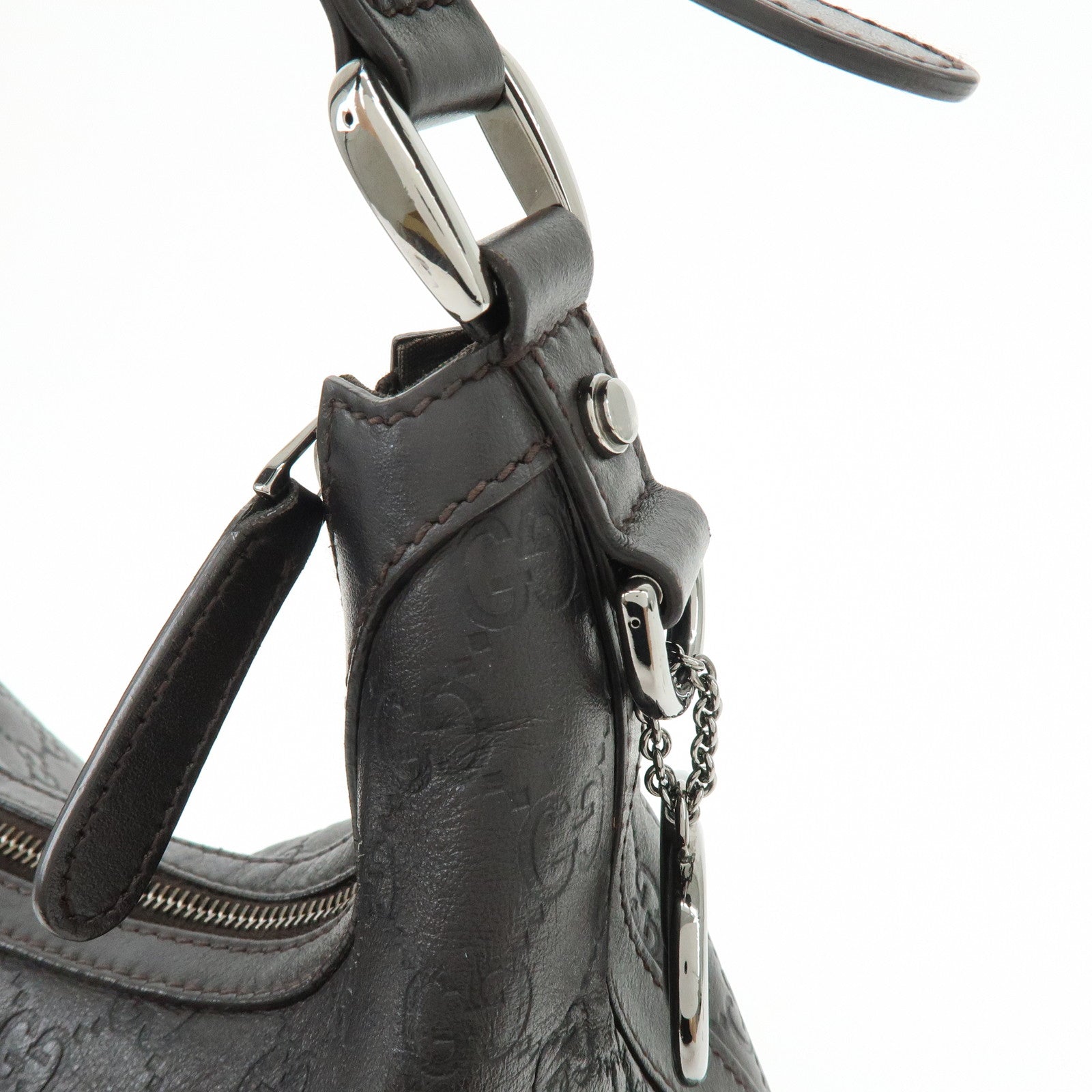 GUCCI Guccissima Interlocking G Leather Shoulder Bag Brown 339553