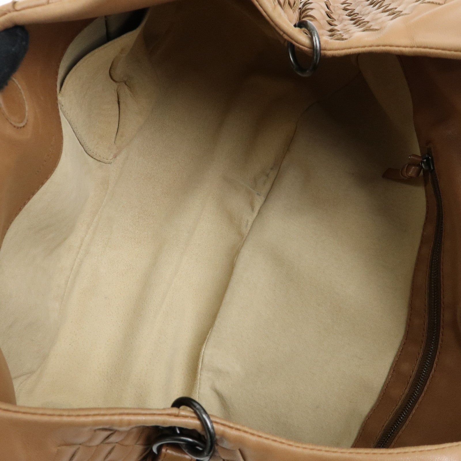 BOTTEGA VENETA Intrecciato Campana Medium Leather Hobo Bag Beige 125787