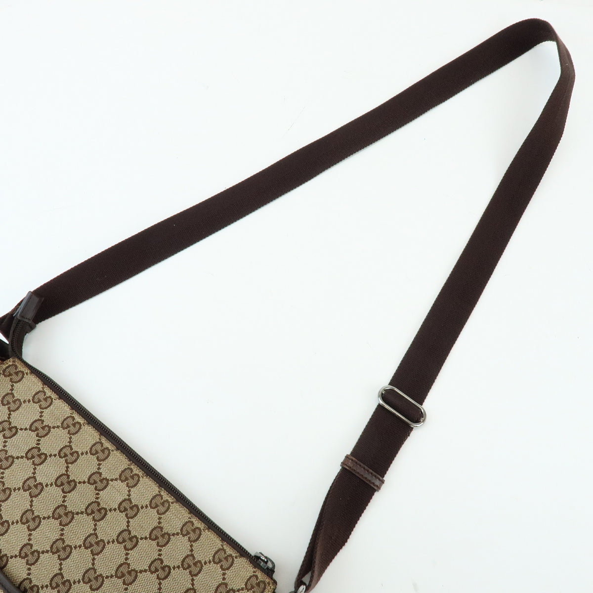 GUCCI GG Canvas Leather Shoulder Bag Crossbody Bag Beige Brown 145857