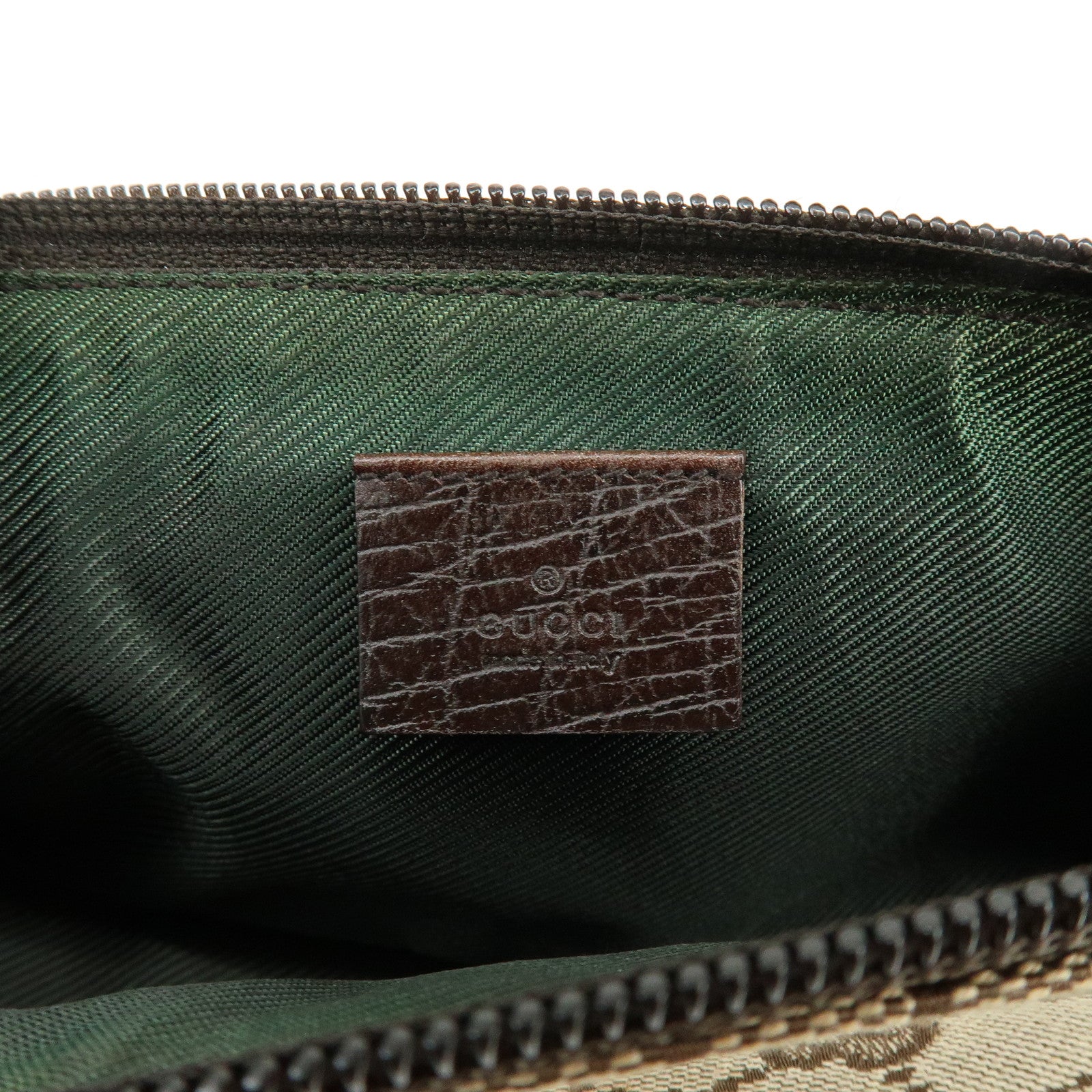 GUCCI Boat Bag GG Canvas Hand Bag Accessory Pouch Beige Brown 07198