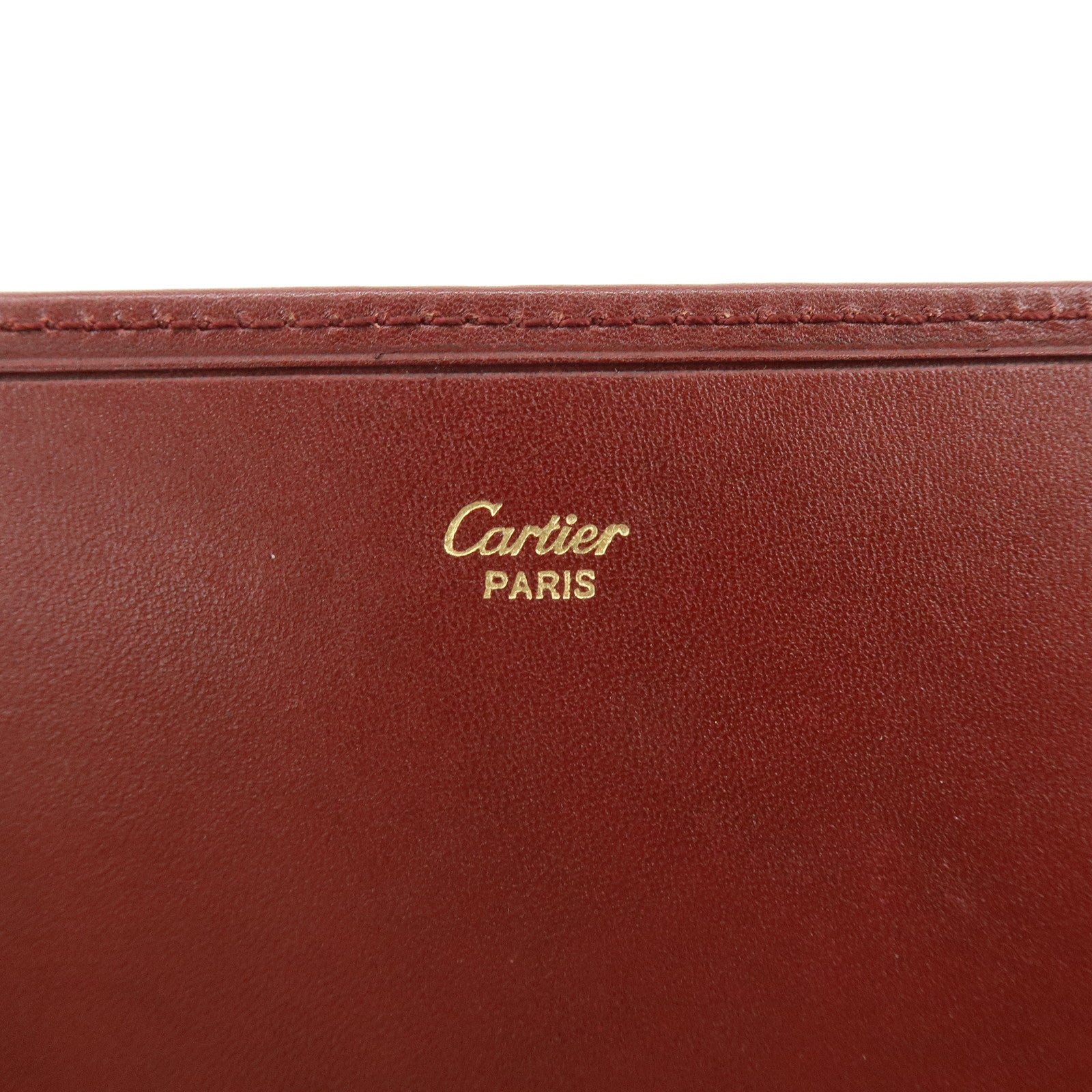 Cartier Must de Cartier Leather Clutch Bag Flat Pouch Bordeaux