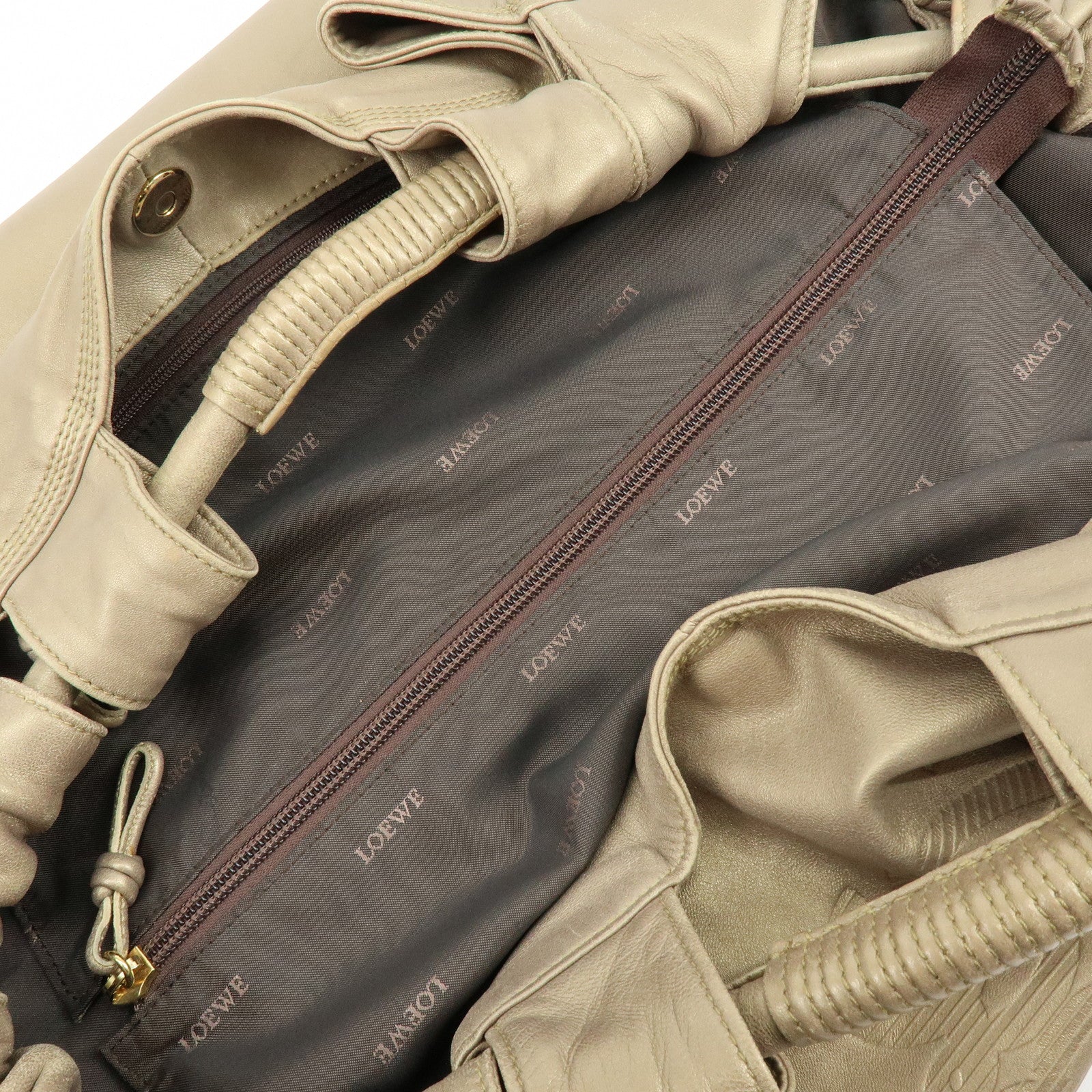 LOEWE Anagram Nappa Aire Leather Hand Bag Tote Bag Gold