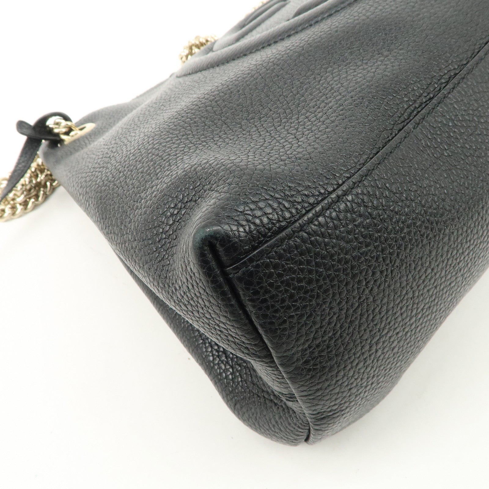 GUCCI SOHO Interlocking G Leather Chain Shoulder Bag Black 536196