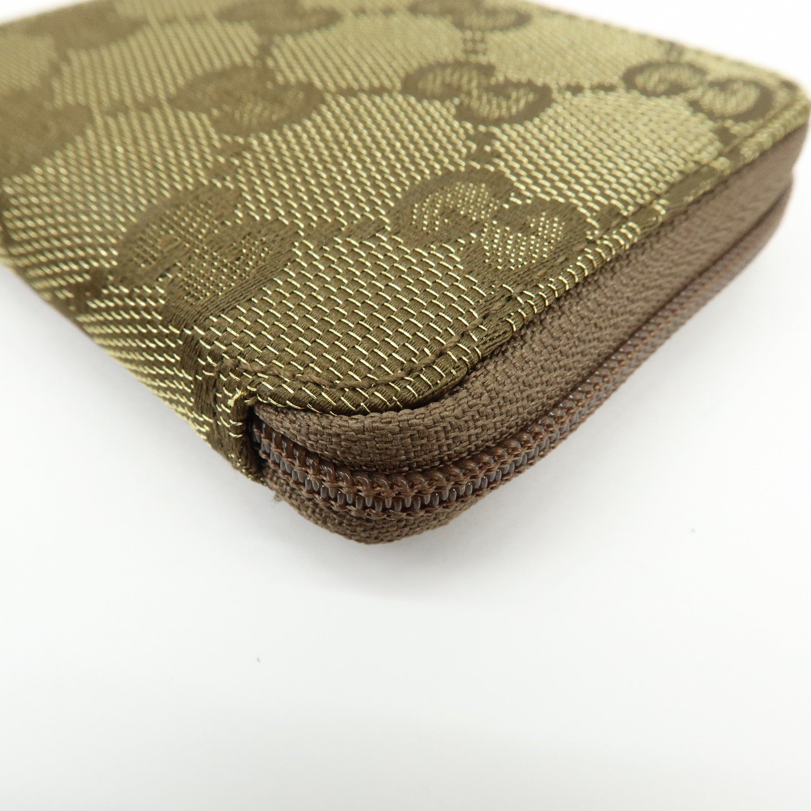 GUCCI GG Canvas Compact Coin Case Coin Purse Brown Khaki 030・0416