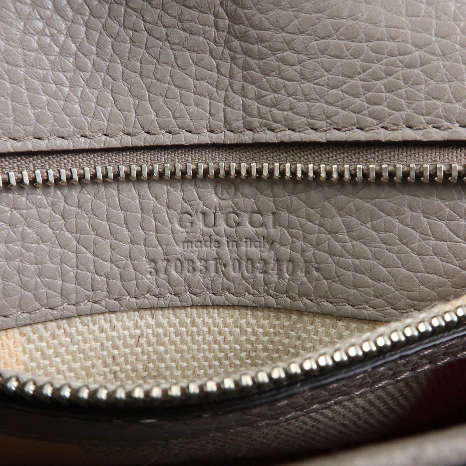 GUCCI Bamboo Leather 2Way Bag Hand Bag Shoulder Bag Grey 370831
