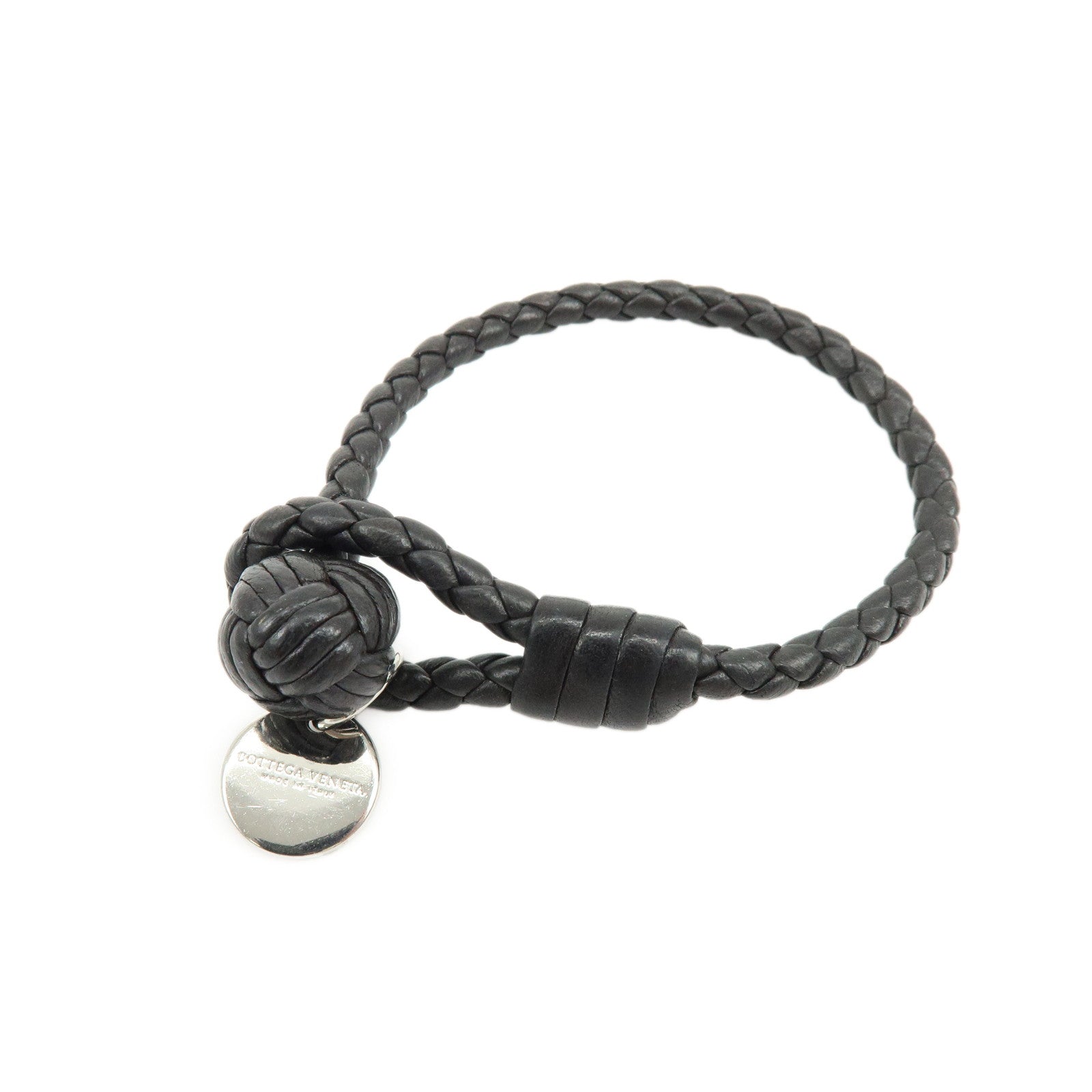 BOTTEGA VENETA Intrecciato Leather Bracelet Size M Black