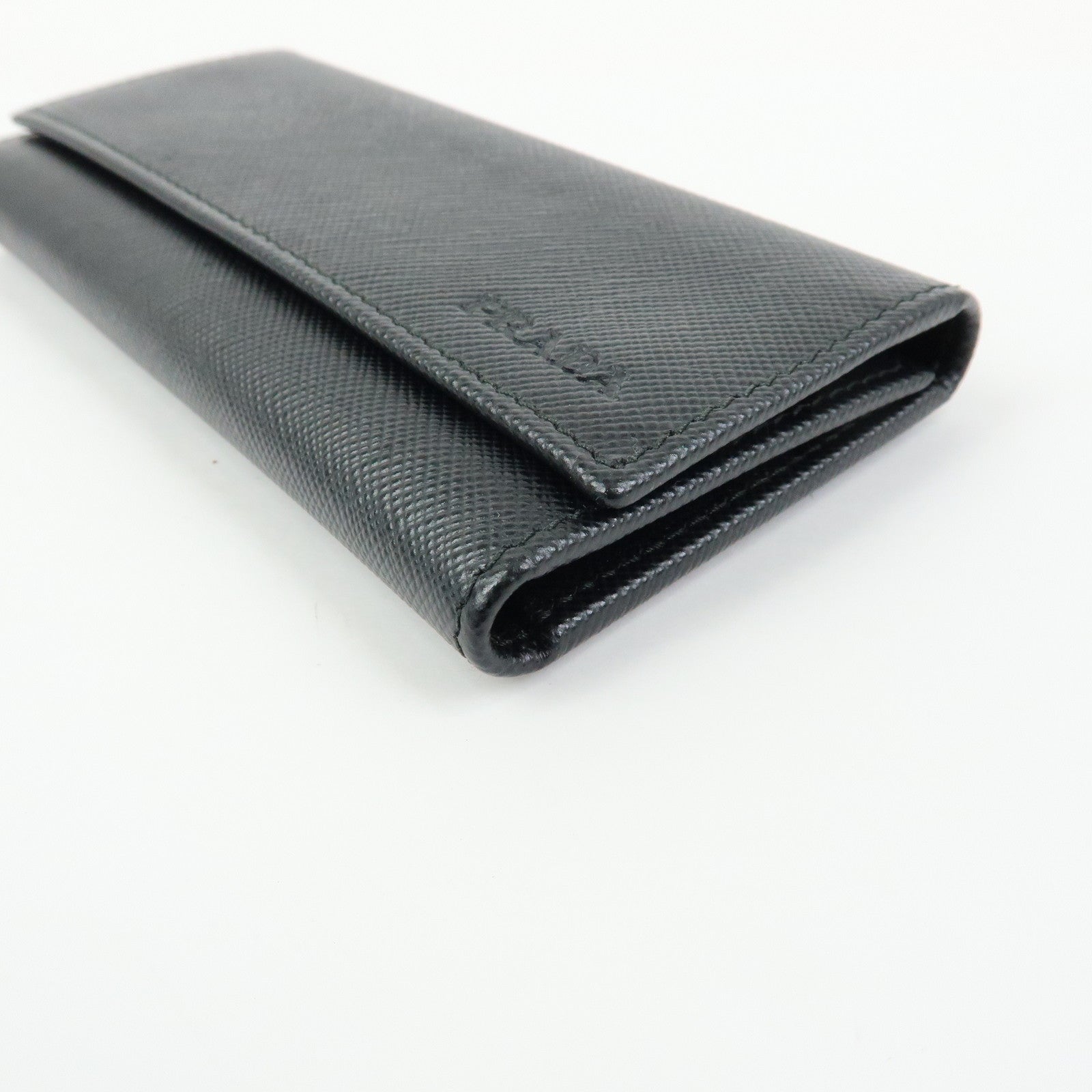 PRADA Saffiano Leather 6 Rings Key Case Key Holder Black