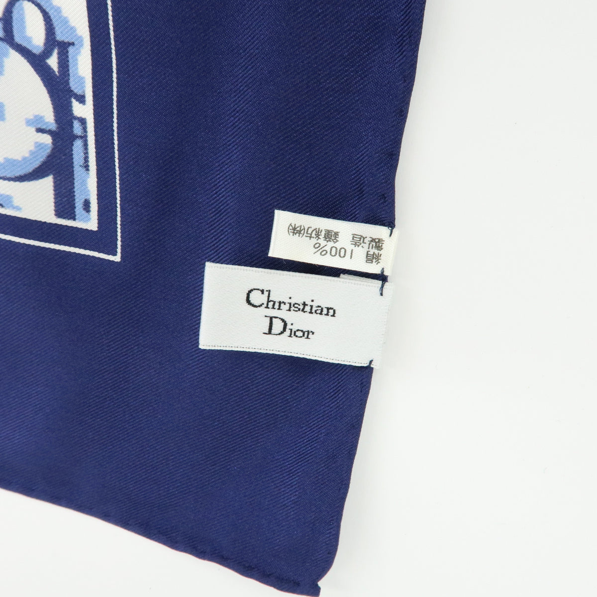 Christian Dior Trotter Silk 100% Scarf Navy White