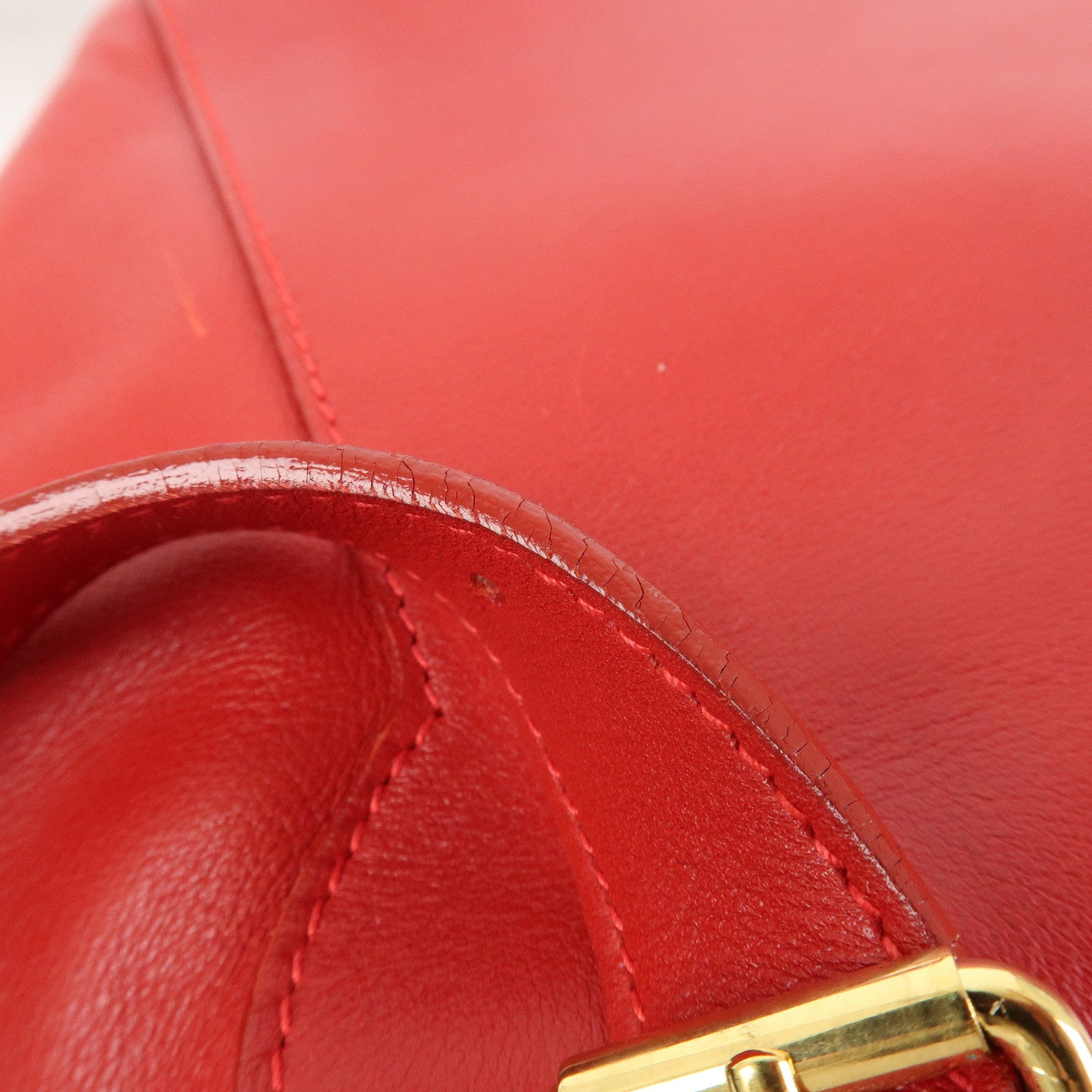 Gucci Bamboo Leather Backpack Rucksack Red 003・2058・0016
