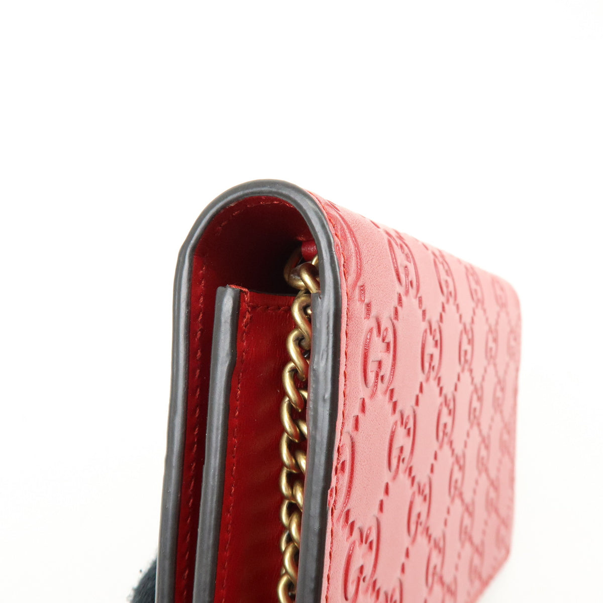 GUCCI Interlocking G Guccissima Chain Shoulder Bag Cherry 481291