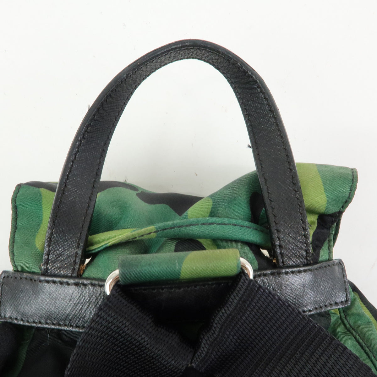 PRADA Triangle Logo Nylon Leather Backpack Rucksack Camouflage BZ0032