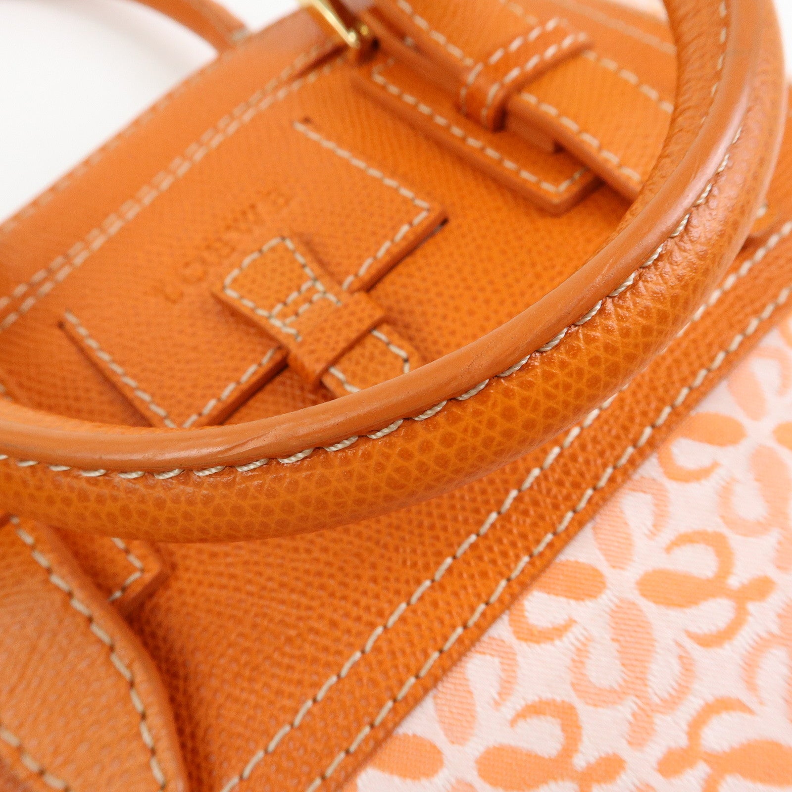 Loewe Repeat Anagram Canvas Leather Tote Bag Hand Bag Orange