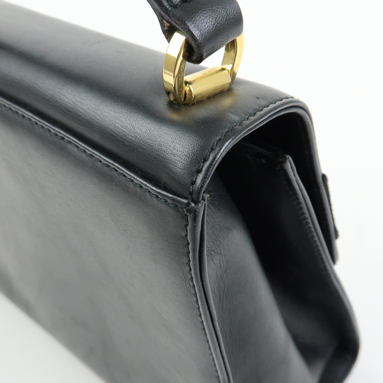 Ferragamo Vara Ribbon Leather 2Way Hand Bag Shoulder Bag Black