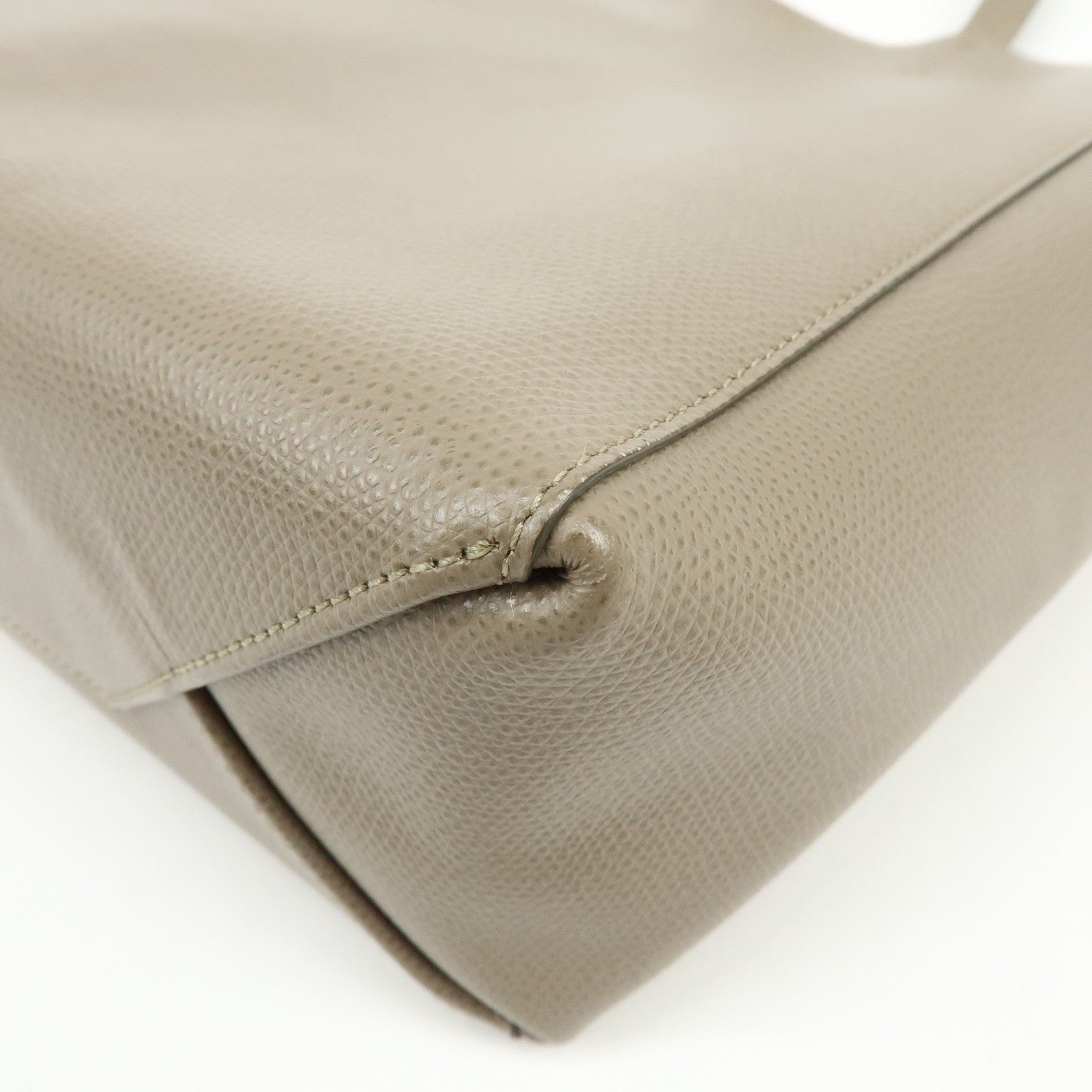 CELINE Vertical Cabas Leather 2Way Hand Bag Shouder Bag Greige