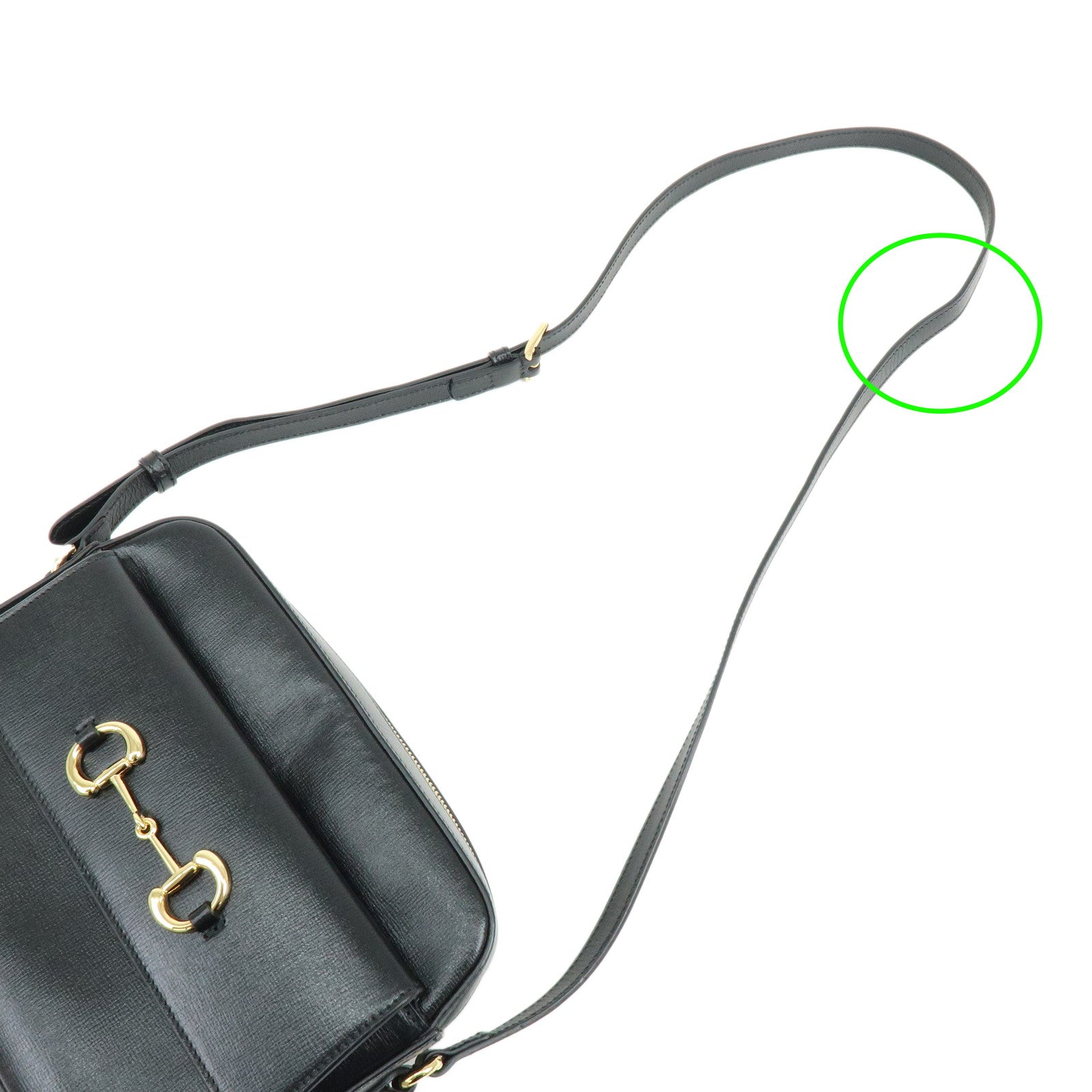 GUCCI Horsebit Leather Shoulder Bag Crossbody Bag Black 645454