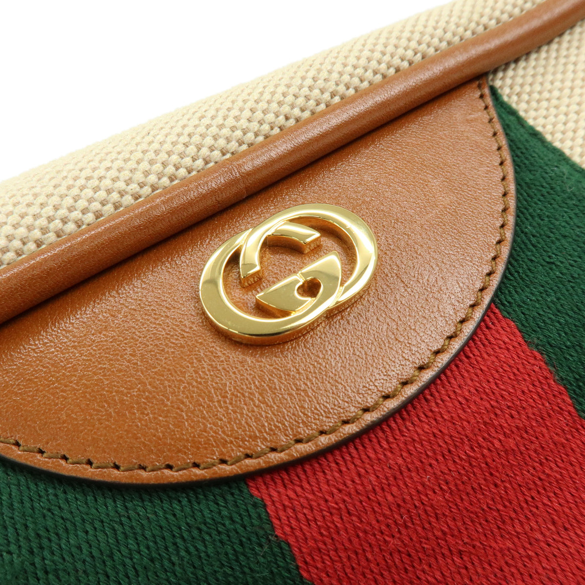 GUCCI Sherry Canvas Leather Backpack Rucksack Beige Brown 575063