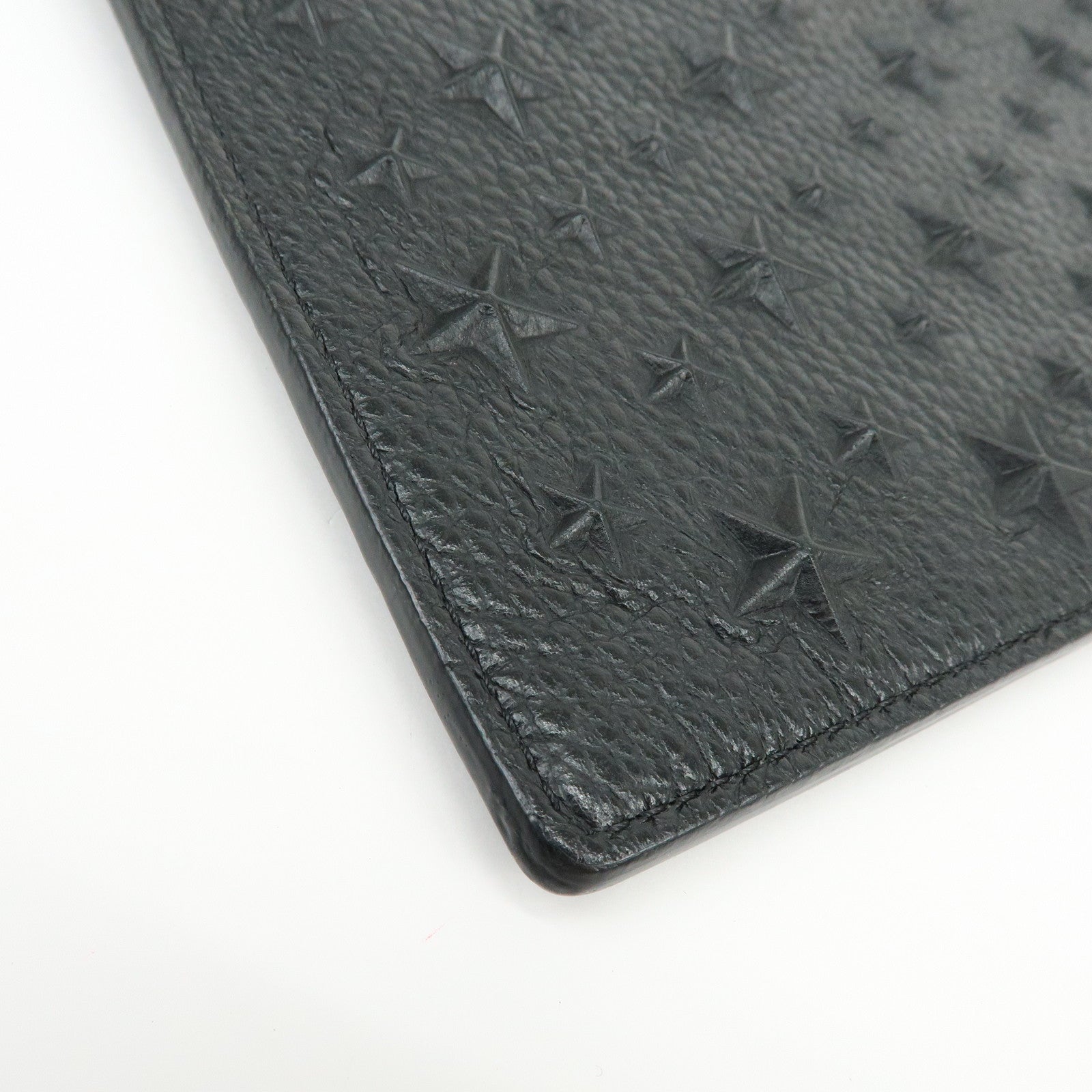 JIMMY CHOO Leather Star Embossed Studs Clutch Bag Wristlet Pouch Black